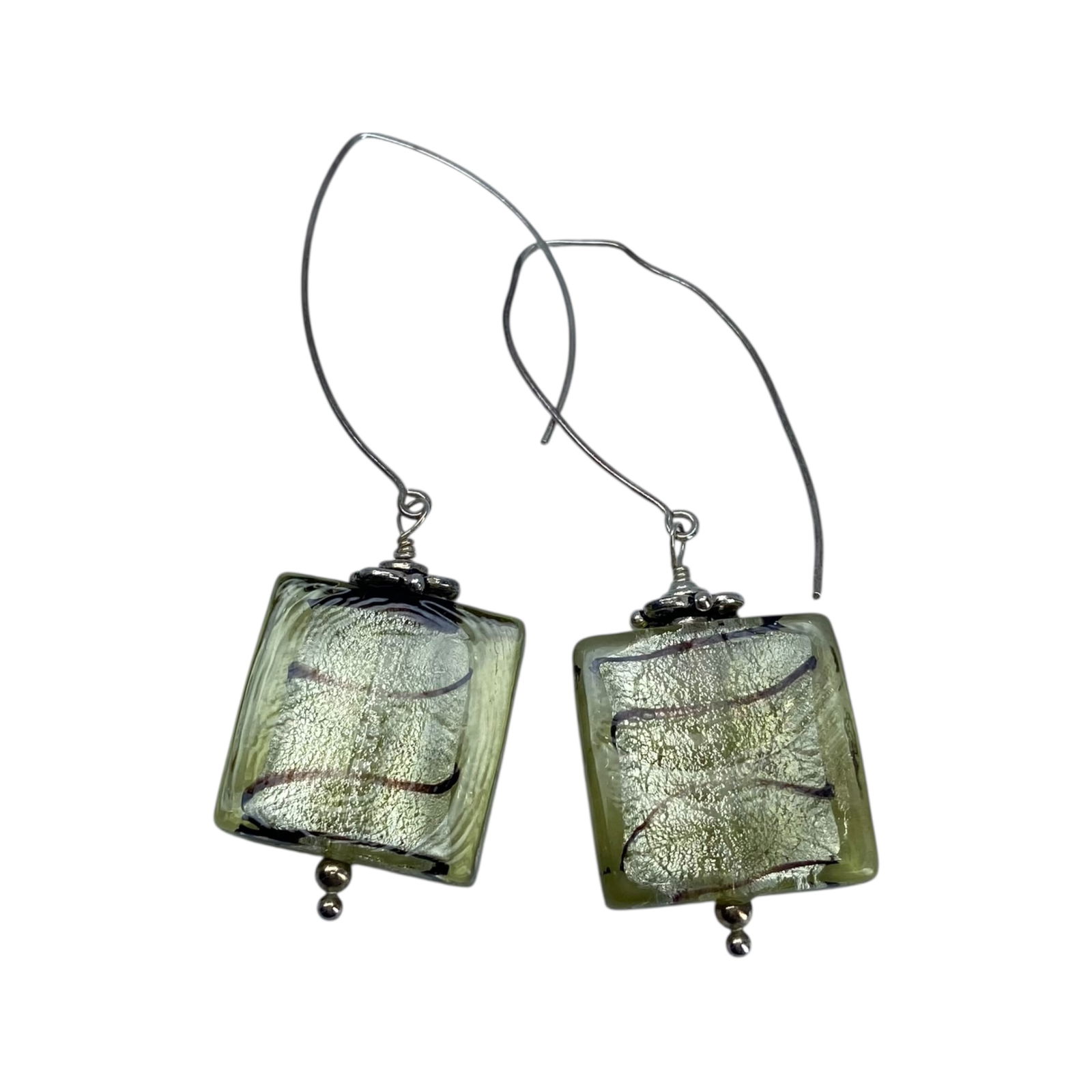 Sterling Gold Glass Chunky Dangle Earrings 14.2g: Sterling Gold Glass Chunky Dangle Earrings 14.2g