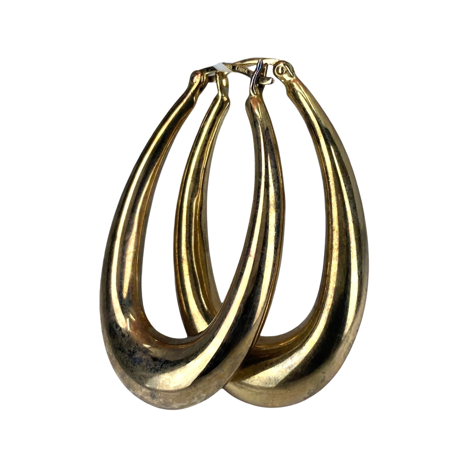 Ross Simons Gold Over Sterling Puffy Oval Hoop Earrings 11g: Ross Simons Gold Over Sterling Puffy Oval Hoop Earrings 11g Engraved R 925 China