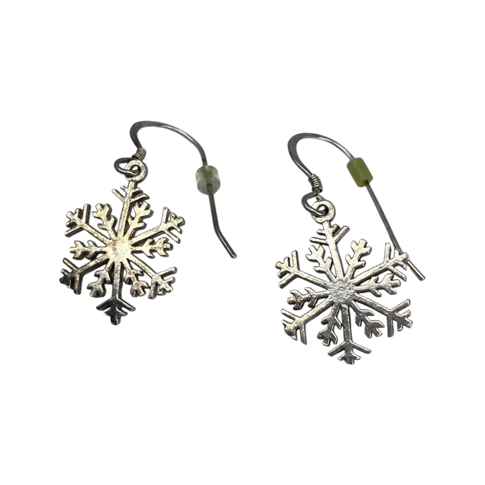 Sterling Snowflake Dangle Earrings 3g: Sterling Snowflake Dangle Earrings 3g Engraved 925