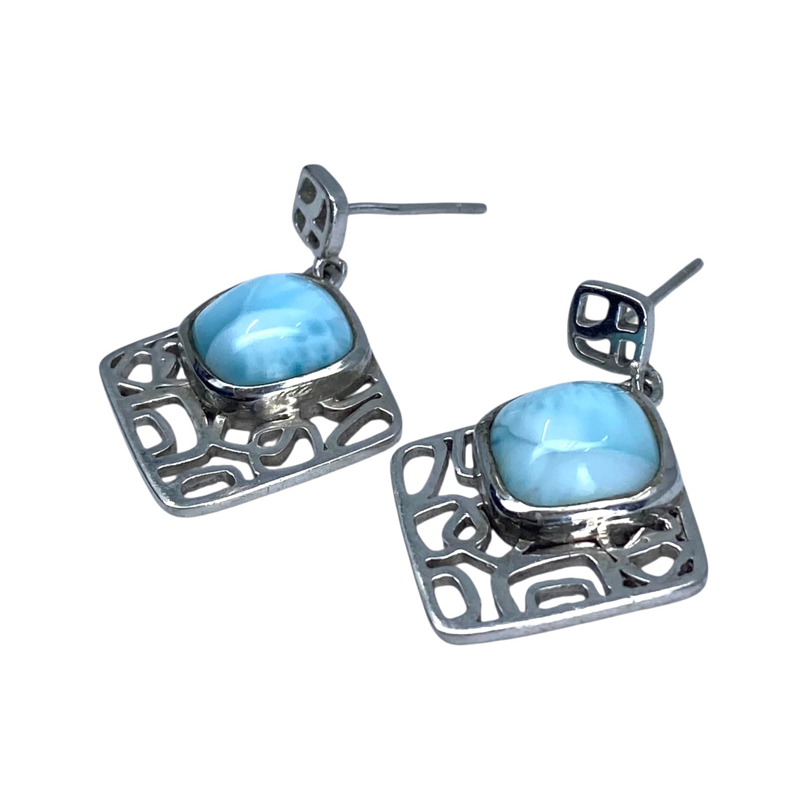 Marahlago Sterling Larimar Cut Out Earrings 8g (1 of 4)