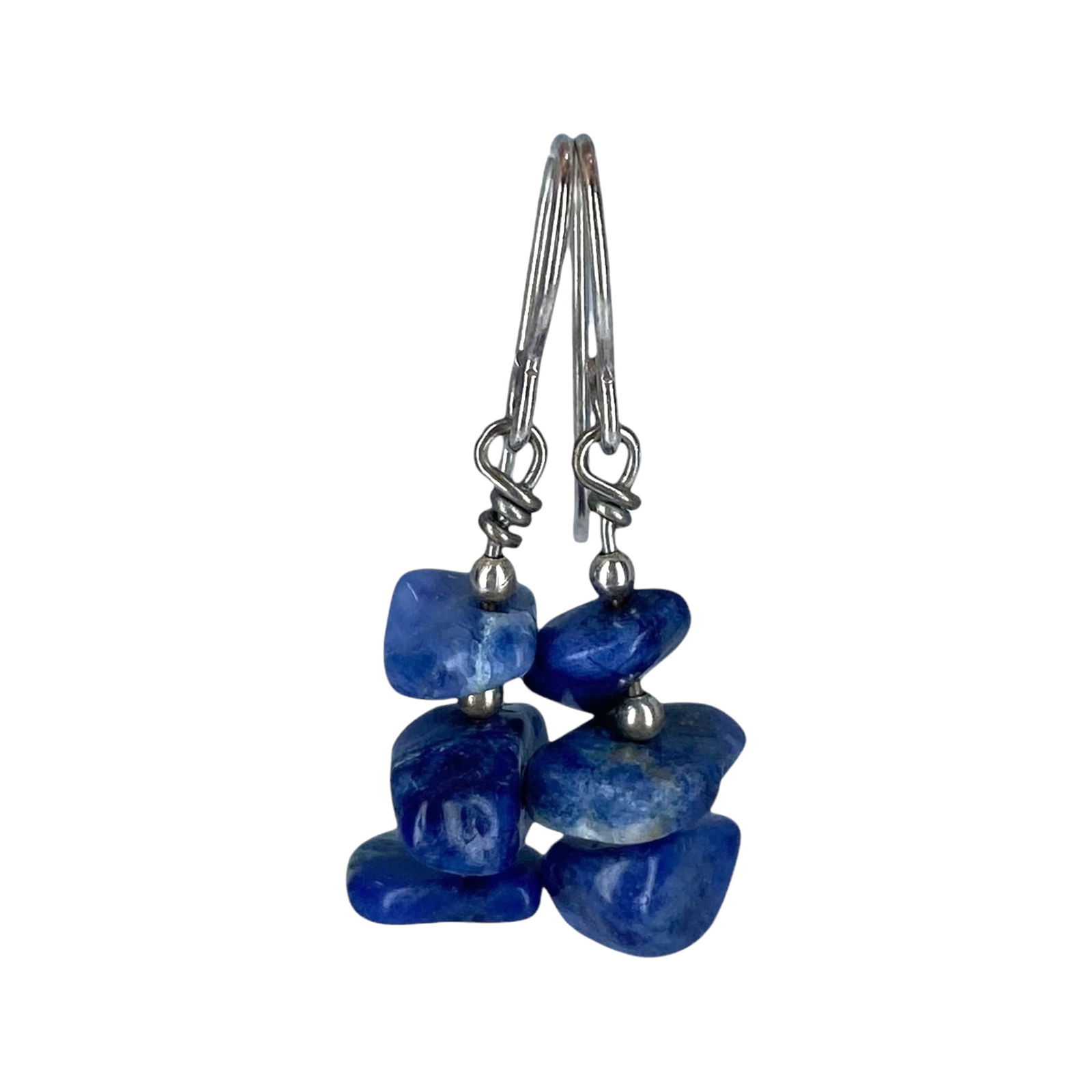 Sterling Sodalite Pebble Dangle Earrings 3g: Sterling Sodalite Pebble Dangle Earrings 3g