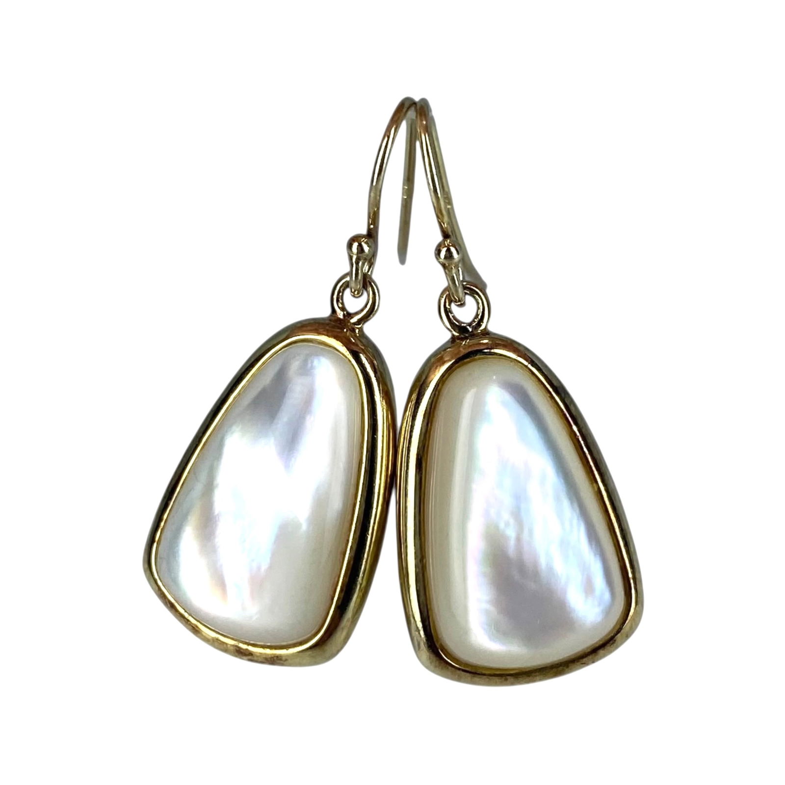 Signed Gold Over Sterling Mother Of Pearl Dangle Earrings 6.32g: Signed Gold Over Sterling Mother Of Pearl Dangle Earrings 6.32g Engraved with a Diamond Hallmark 925 China