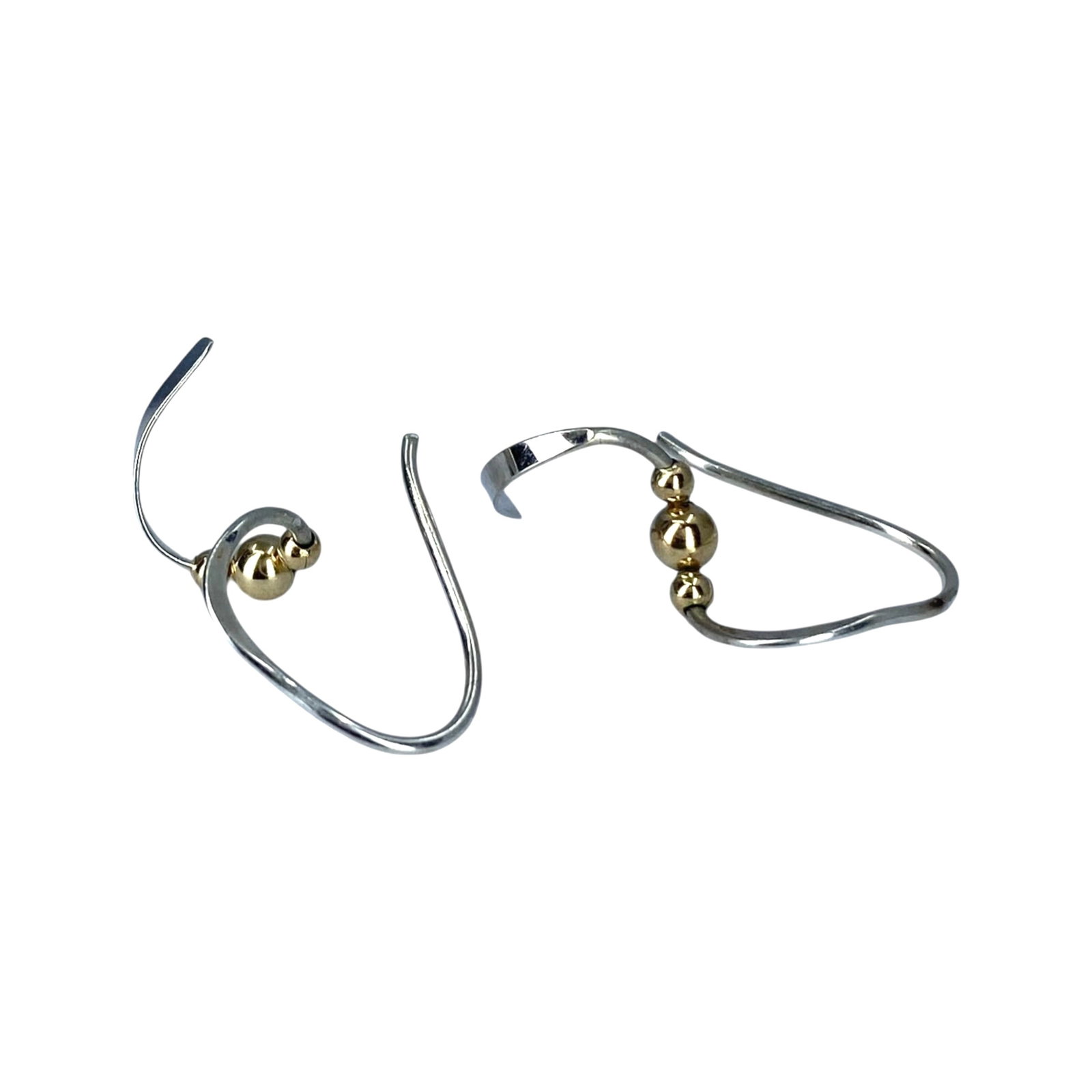 Sterling Beaded Spiral Earrings 1g: Sterling with Gold Over Sterling Beads Spiral Earrings 1g