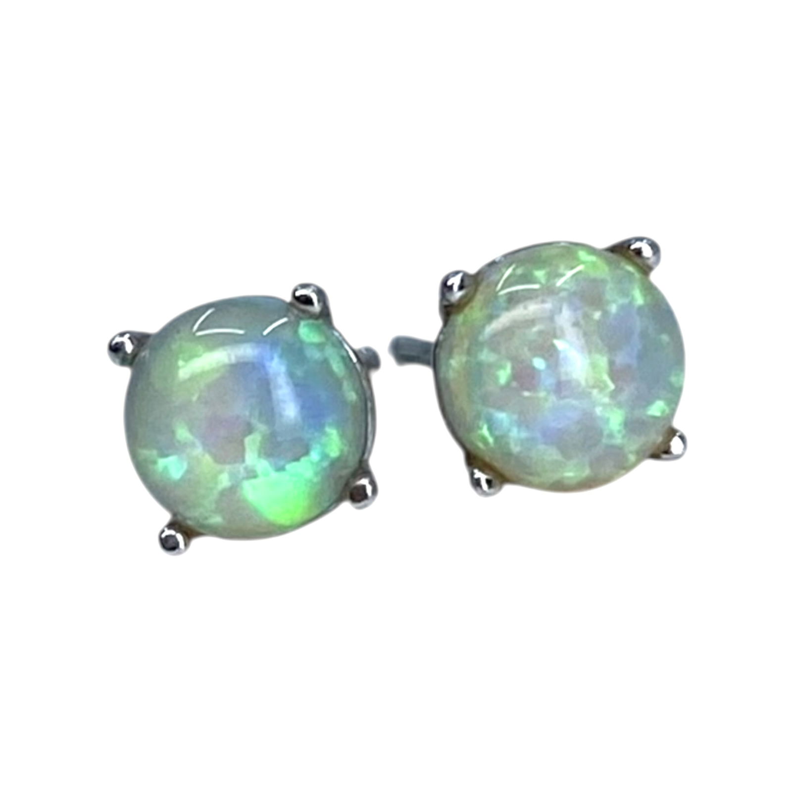 Signed Sterling Circle Opal Stud Earrings 0.5g (1 of 4)