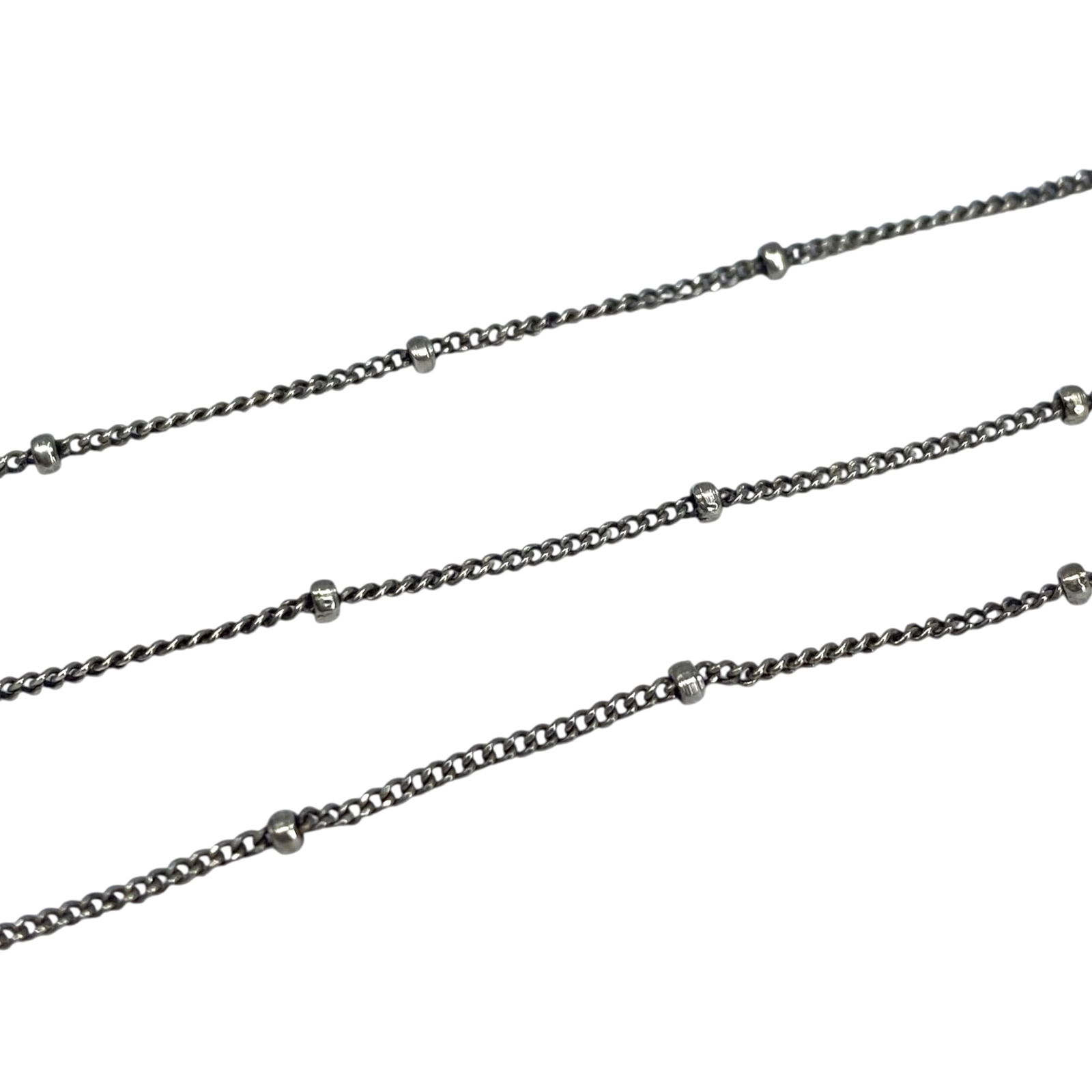 Sterling Curb And Bead Chain 16in 2g: Sterling Curb And Bead Chain 16in 2g Engraved 925