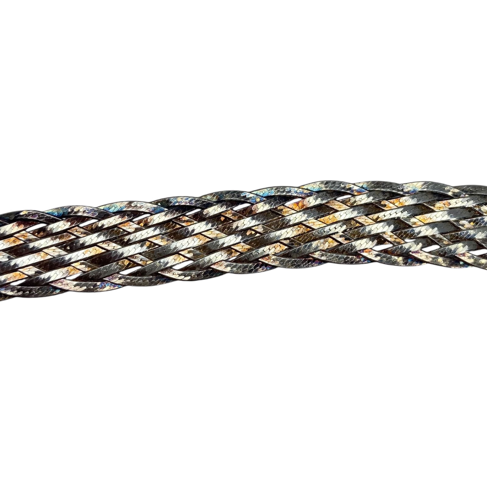 Signed Gold Over Sterling Braided Herringbone Bracelet 7.5in 10g: Signed Gold Over Sterling Braided Herringbone Bracelet 7.5in 10g Engraved SU 925 Italy