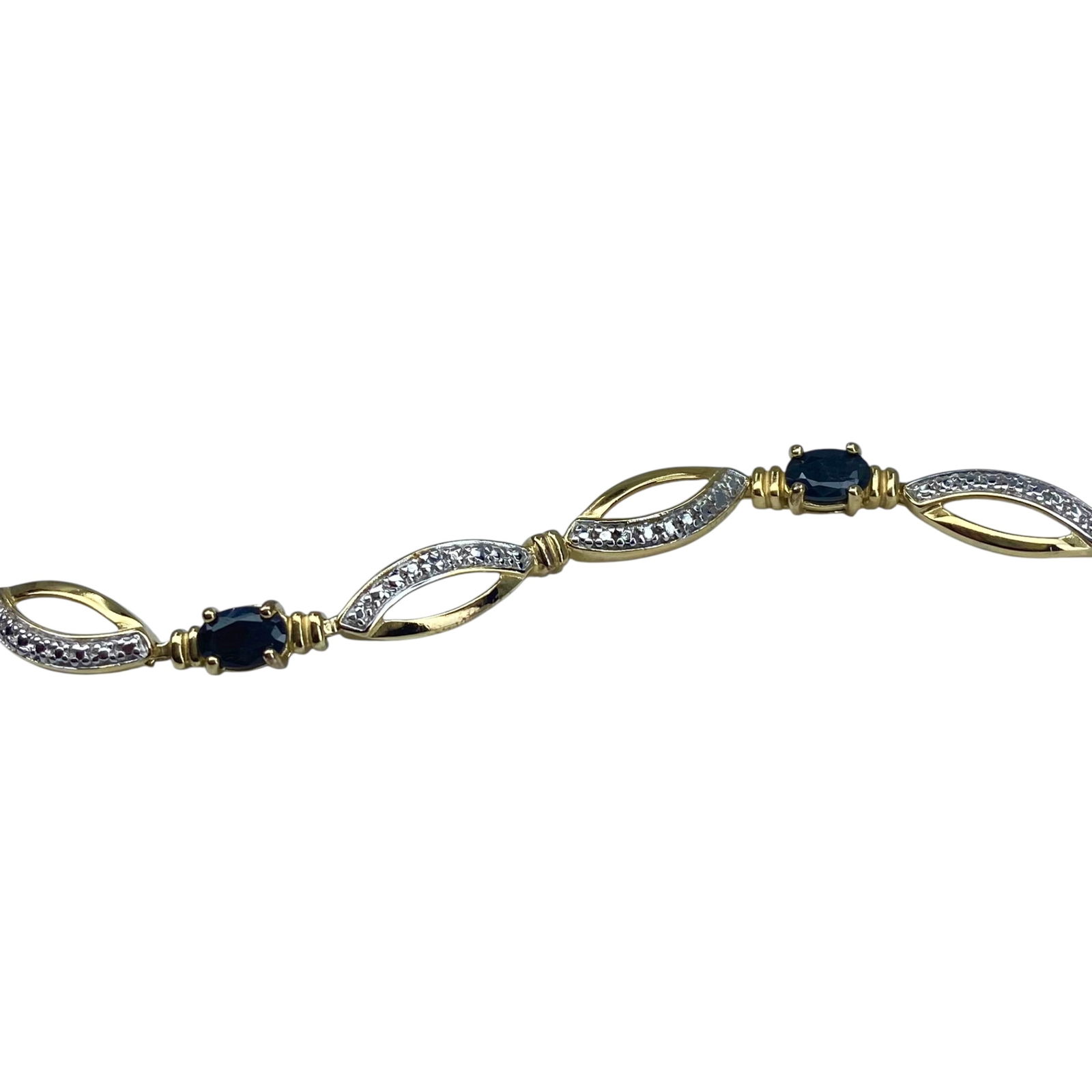 Signed Gold Over Sterling Multi Stone Tennis Bracelet 7.5in 9g: Signed Gold Over Sterling Black Spinel And Diamond Tennis Bracelet 7.5in 9g Engraved DL 925