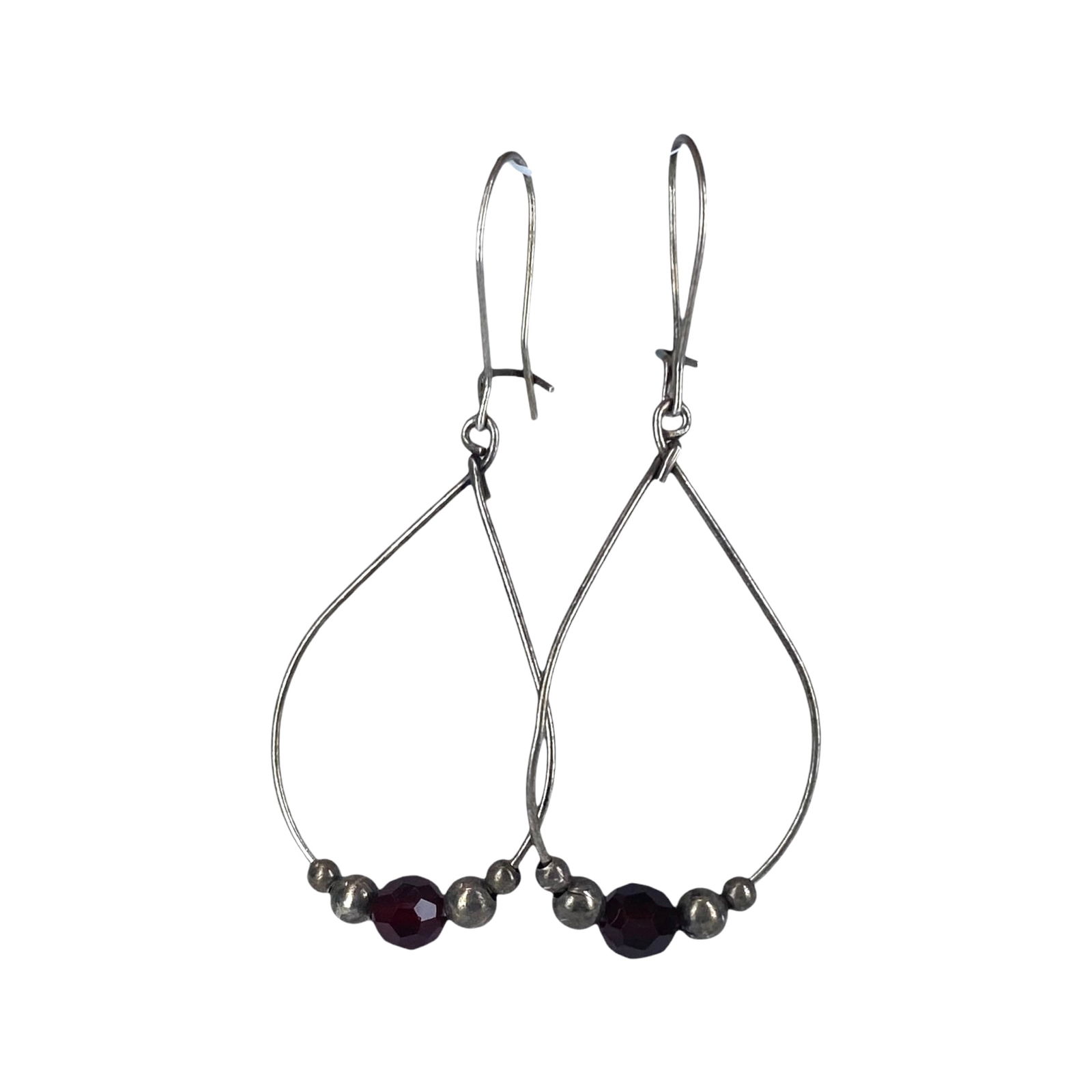 Sterling And Red Beaded Teardrop Earrings 1.1g: Sterling And Red Beaded Teardrop Earrings 1.1g