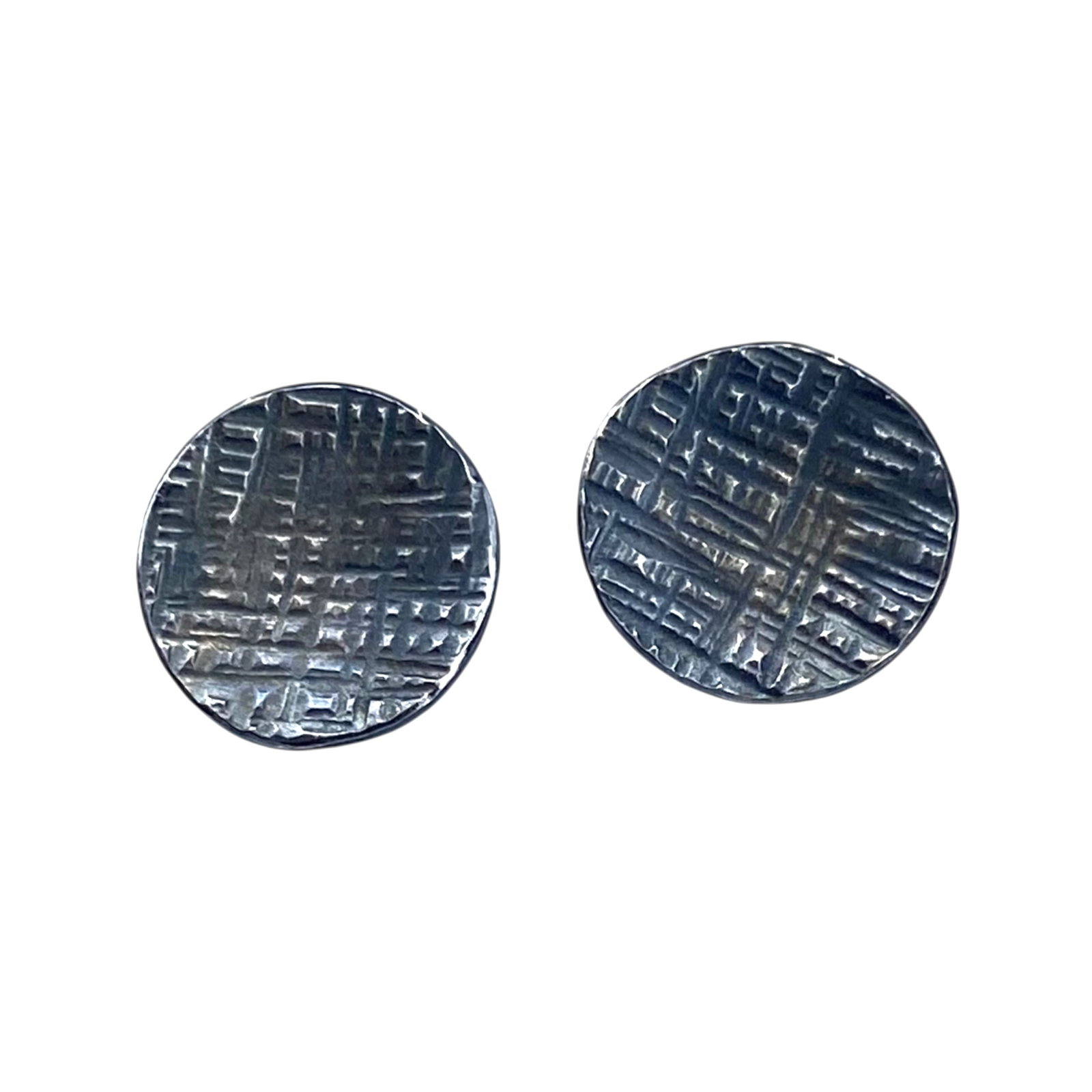 Sterling Textured Circle Stud Earrings 1.03: Sterling Textured Circle Stud Earrings 1.03