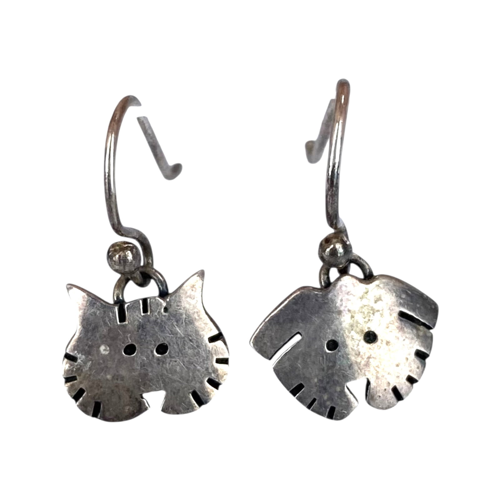 Sterling Cat And Dog Dangle Earrings 1.6g: Sterling Cat And Dog Dangle Earrings 1.6g