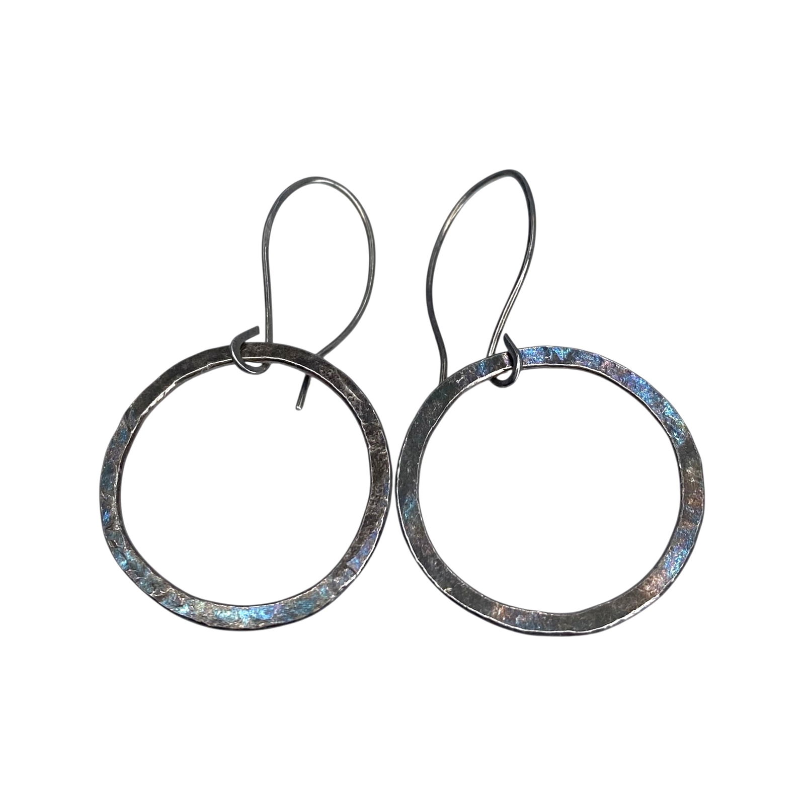 Sterling Textured Open Circle Hook Earrings 4g: Sterling Textured Open Circle Hook Earrings 4g