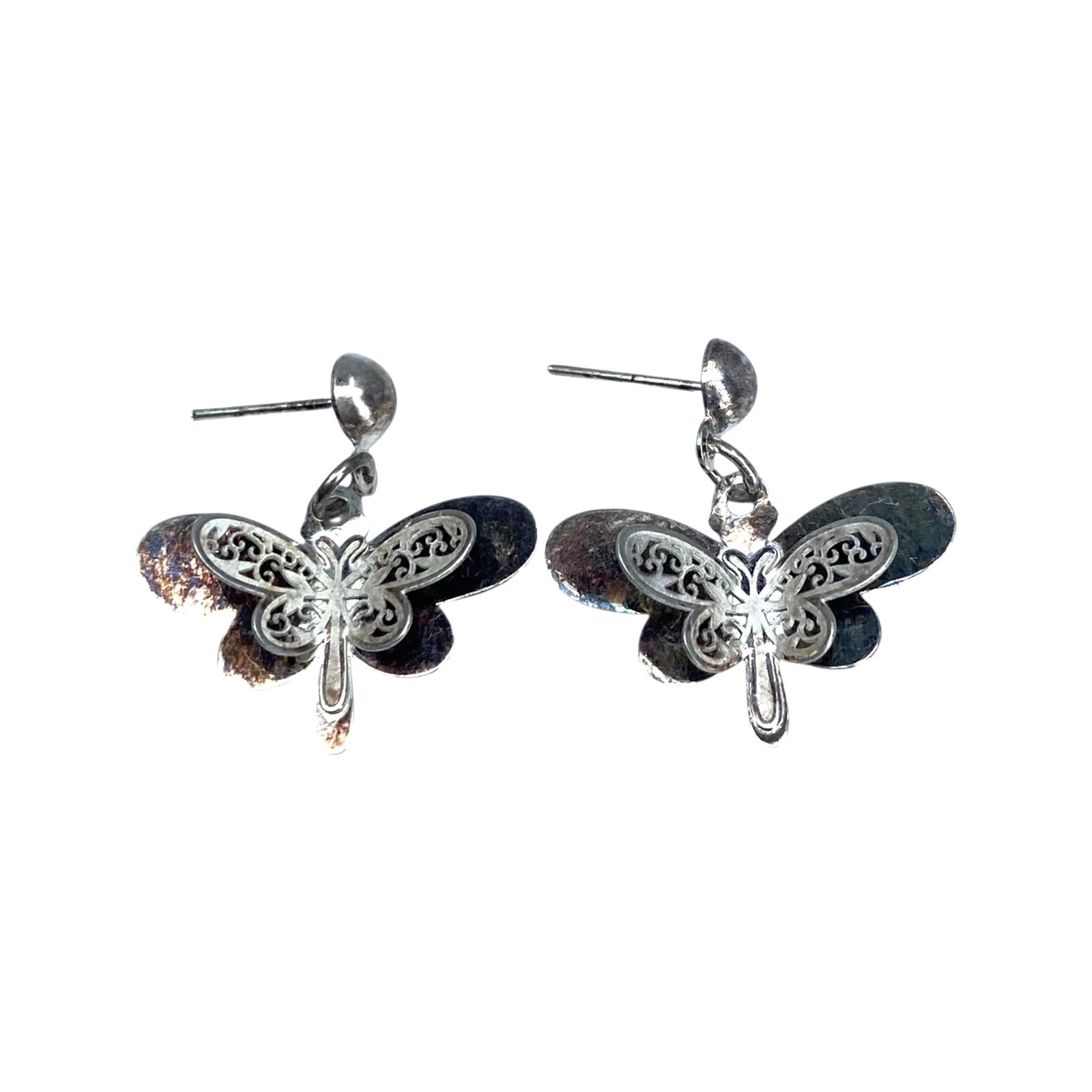 Silver 3D Dangle Dragonfly Earrings 1.3g: Silver 3D Dangle Dragonfly Earrings 1.3g