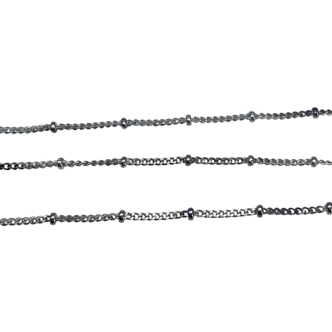 Signed Sterling Curb And Bead Chain 19in 3.3g: Signed Sterling Curb And Bead Chain 19in 3.3g Engraved NVC 925