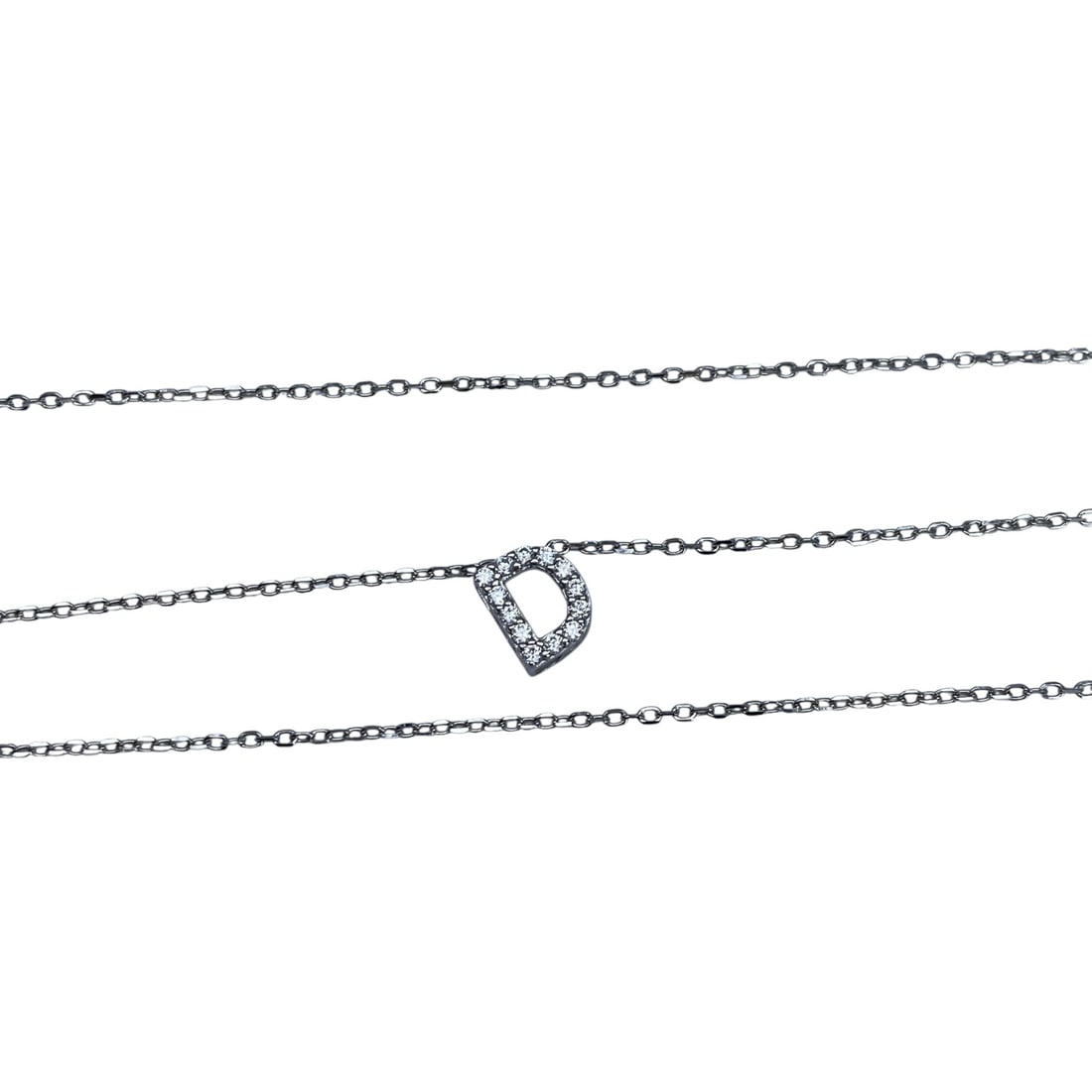 Stia Sterling D Rhinestone Pendant Cable Chain Necklace 18in 2g: Stia Sterling D Rhinestone Pendant Cable Chain Necklace 18in 2g Engraved Stia 925