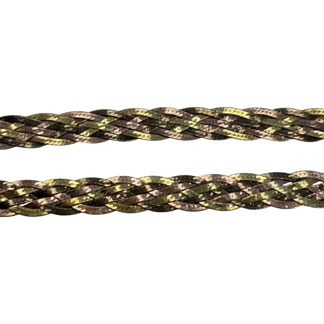 Signed Gold Over Sterling Braided Herringbone Chain 18in 16.2g: Signed Gold and Rose Gold Over Sterling Braided Herringbone Chain 18in 16.2g Engraved KA 1772 925 Italy