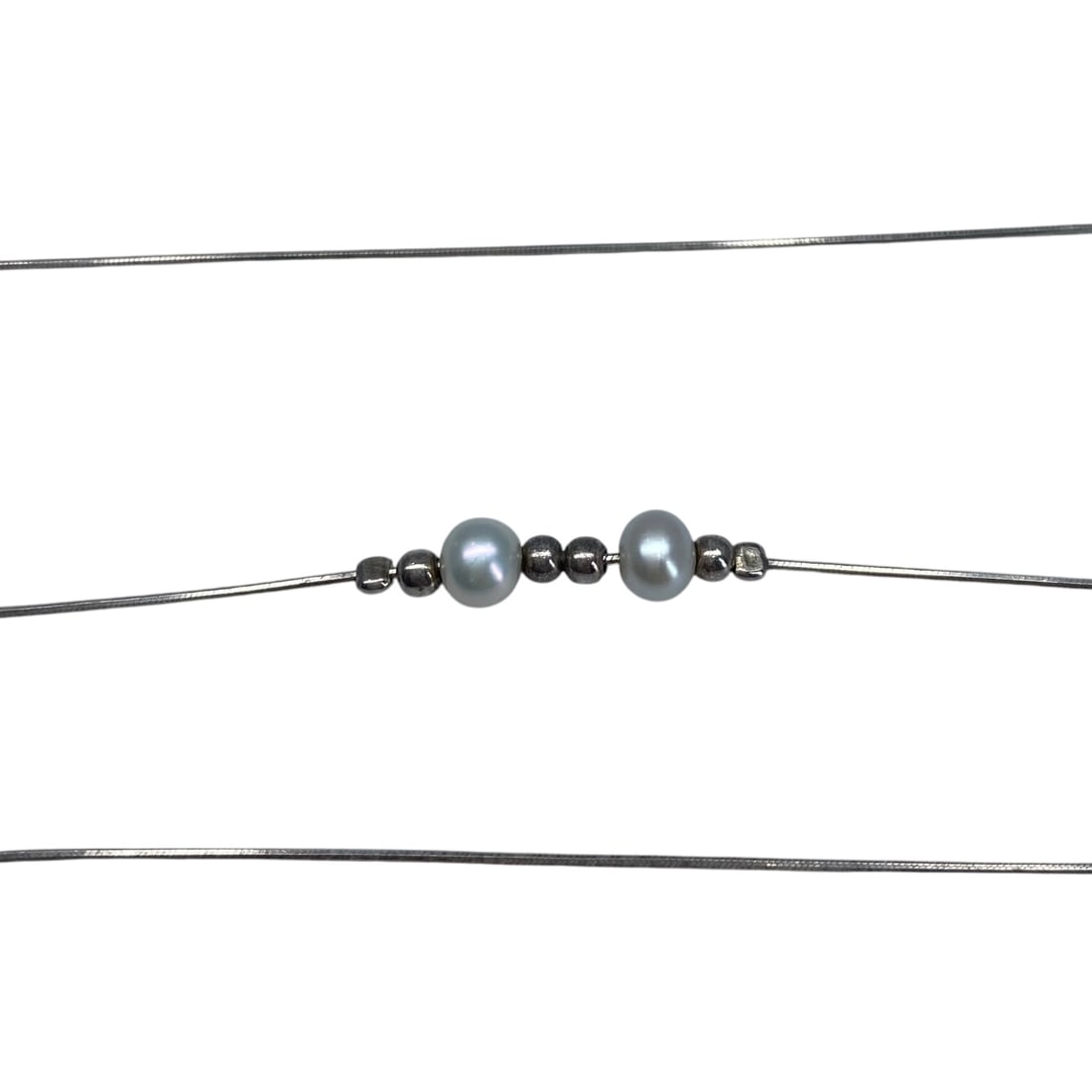 Sterling Pearl Bead Snake Chain Necklace 17.5in 3.1g: Sterling Pearl Bead Snake Chain Necklace 17.5in 3.1g Engraved 925