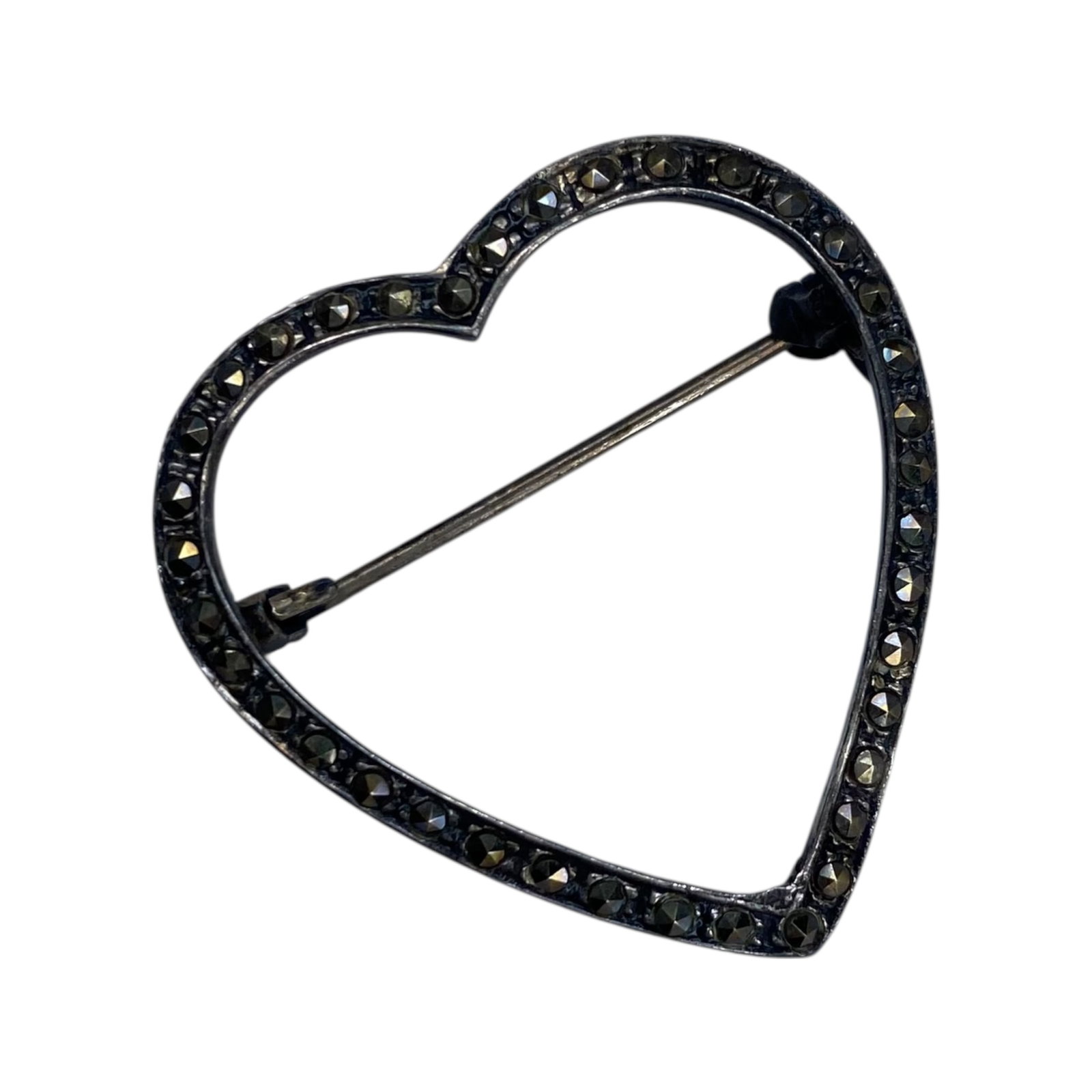 Sterling Marcasite Heart Brooch 3.2g: Sterling Marcasite Heart Brooch 3.2g Engraved 925 TH?