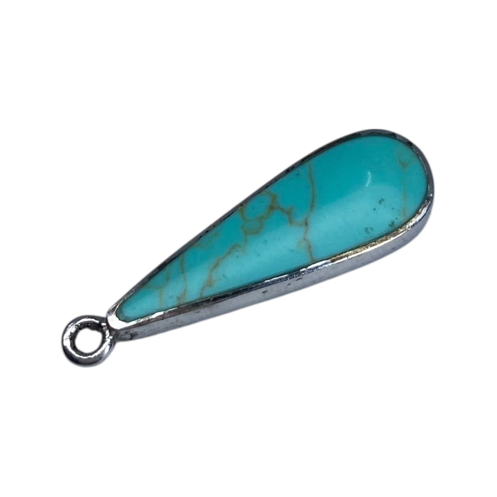 Signed Sterling Turquoise Teardrop Pendant 2g: Signed Sterling Turquoise Teardrop Pendant 2g Engraved Thai ATI 925