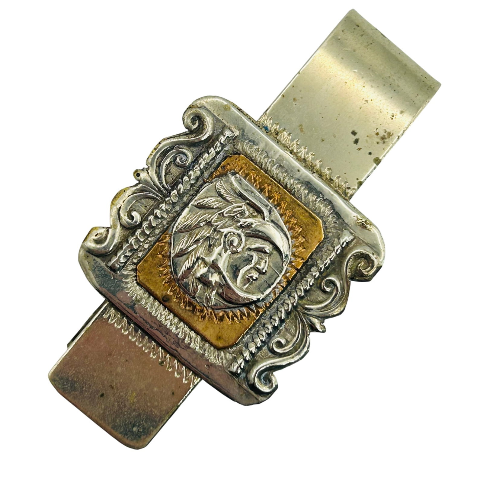 Taxco Sterling Aztec Warrior Money Clip: Taxco Sterling Aztec warrior money clip. 21.30g