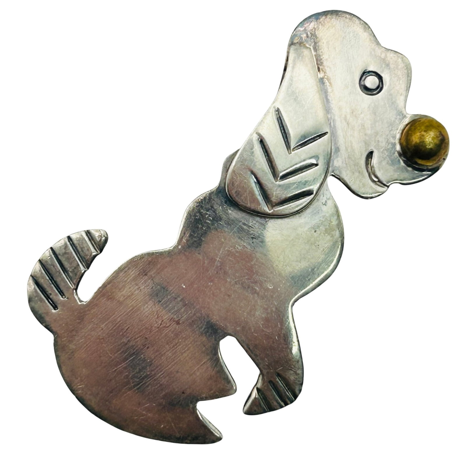 T5-92 Taxco Sterling Dog Brooch: T5-92 Taxco Sterling dog brooch. 11.90g