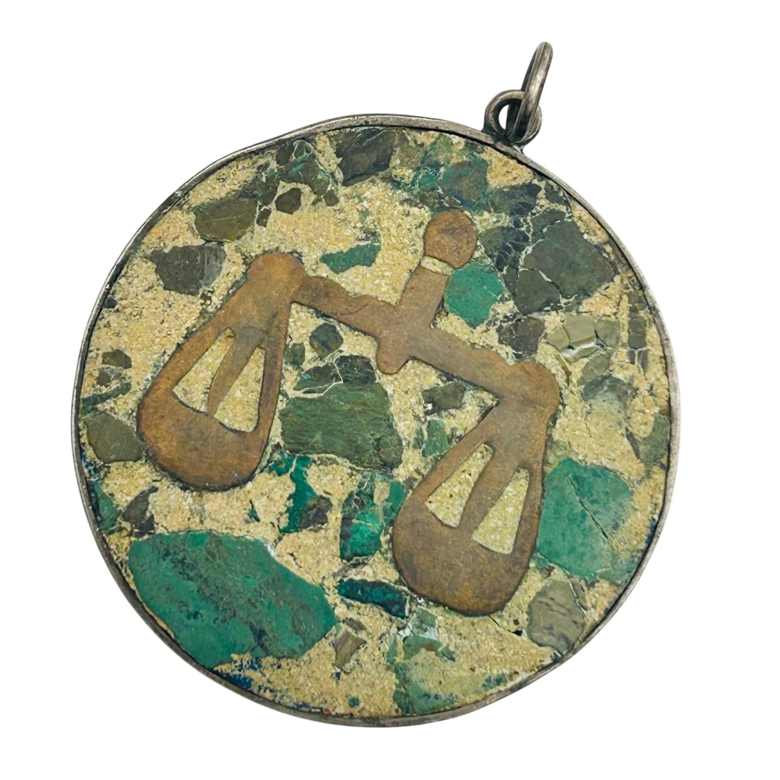 Vintage Mexico 950 Silver Round Zodiac Pendant: Vintage Mexico 950 silver round zodiac pendant. 16.30g