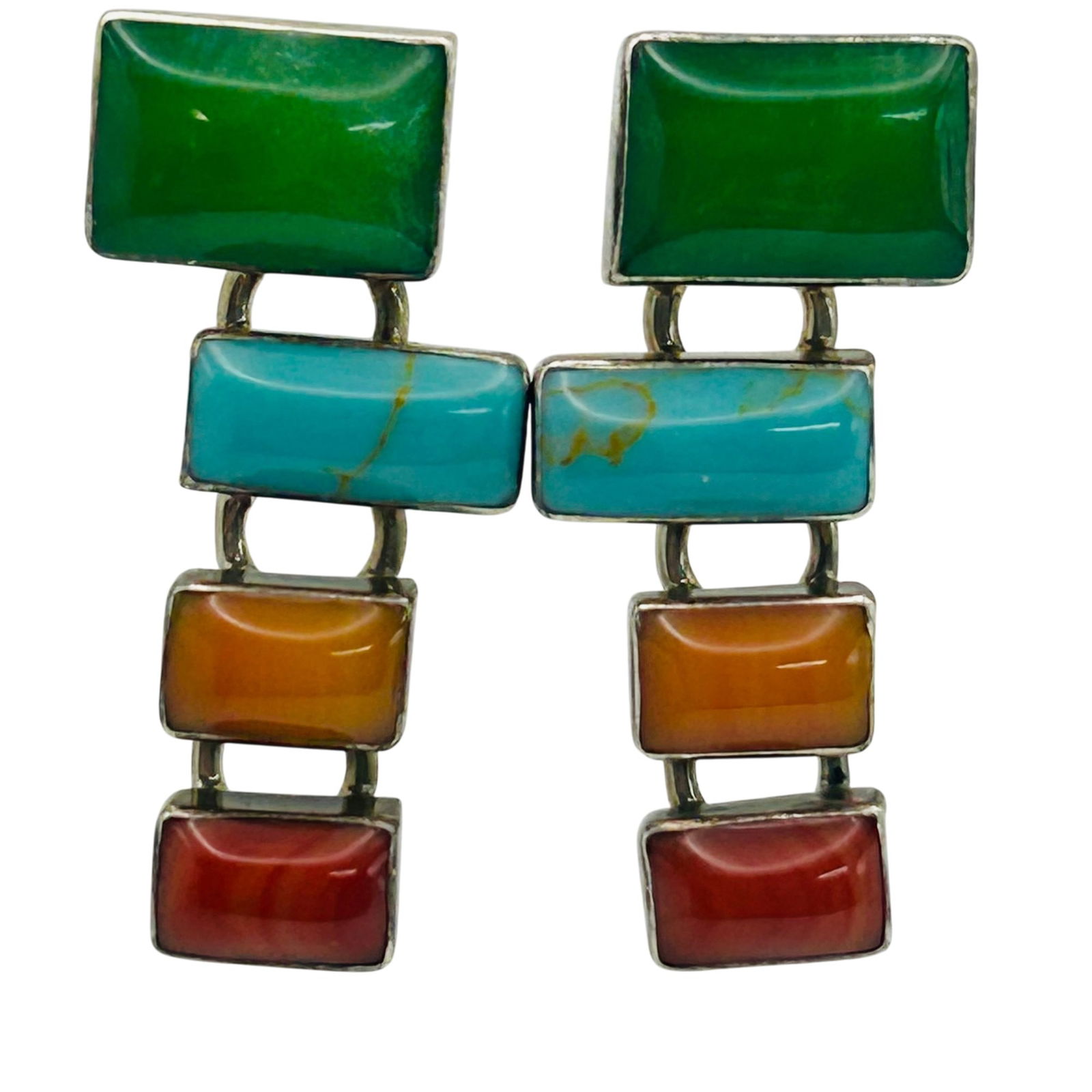 Mexico Sterling Multi Gem Stud Earrings: Mexico sterling multi gem stud earrings. 4.40g