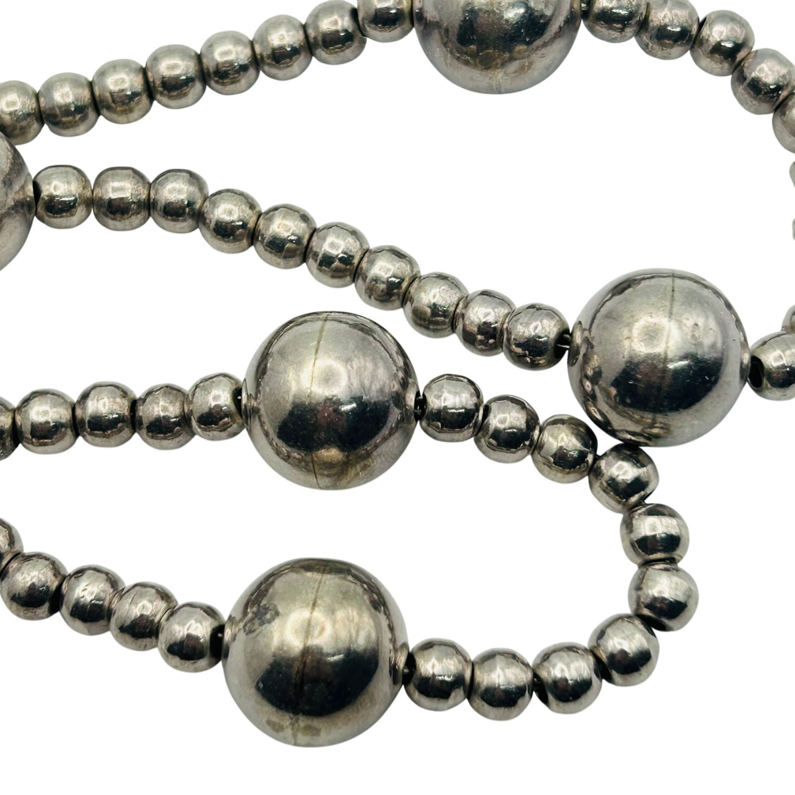 TD-25 Taxco Sterling Beaded Necklace: TD-25 Taxco Sterling beaded necklace. 54.70g