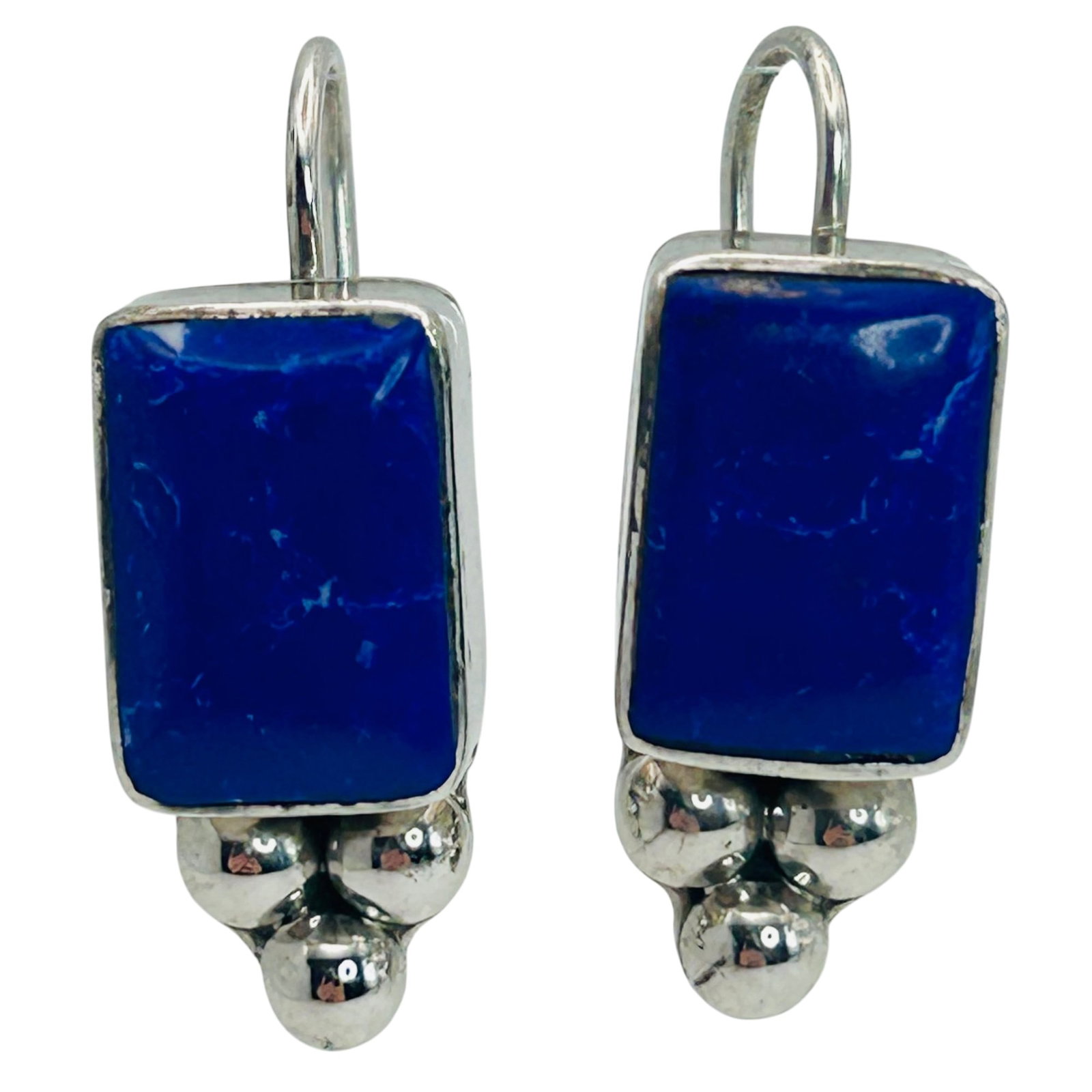 ATI Mexico Sterling Lapis Lazuli Hook Back Earrings (1 of 5)