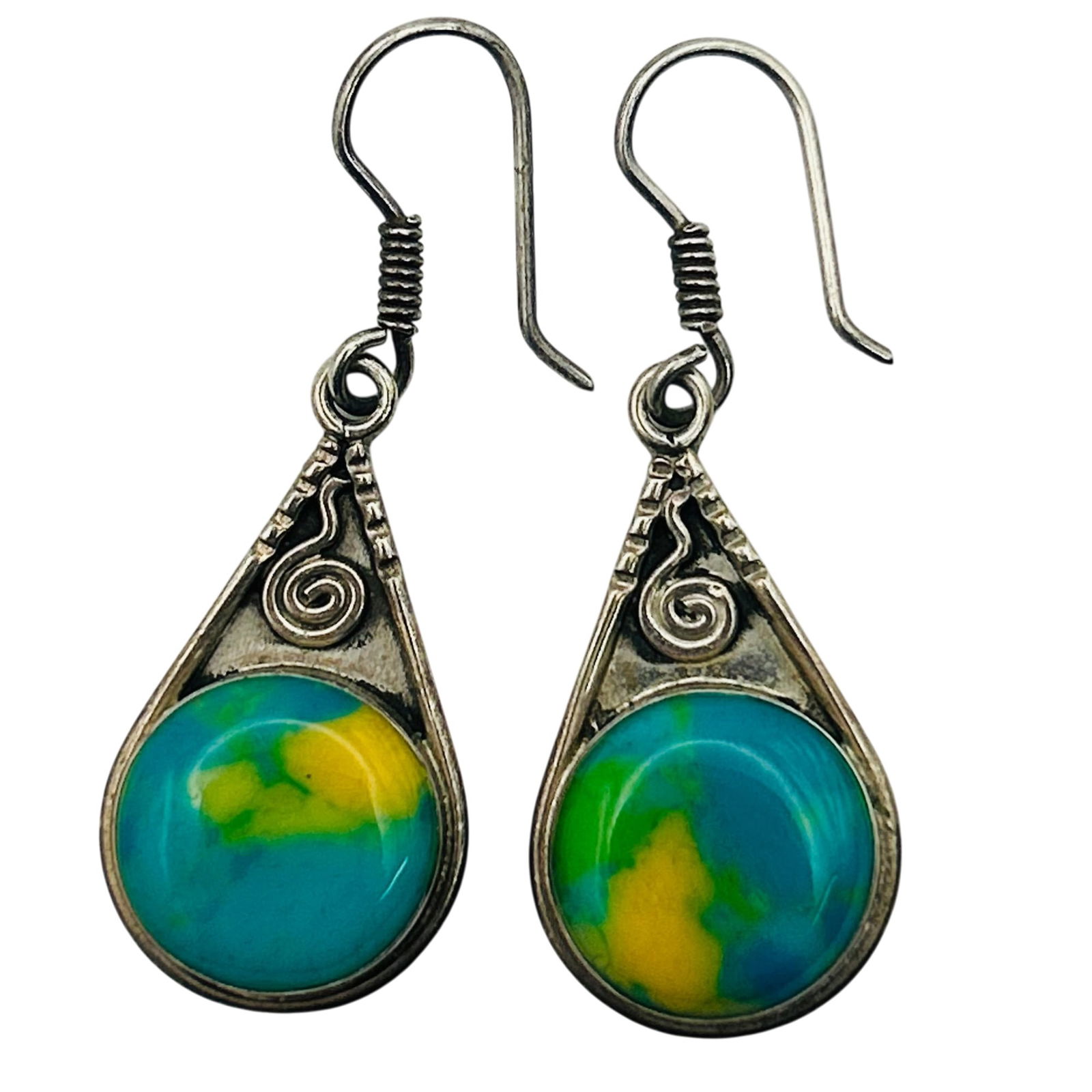 Mexico Sterling Teardrop Hook Back Earrings: Mexico Sterling teardrop hook back earrings. 7.90g