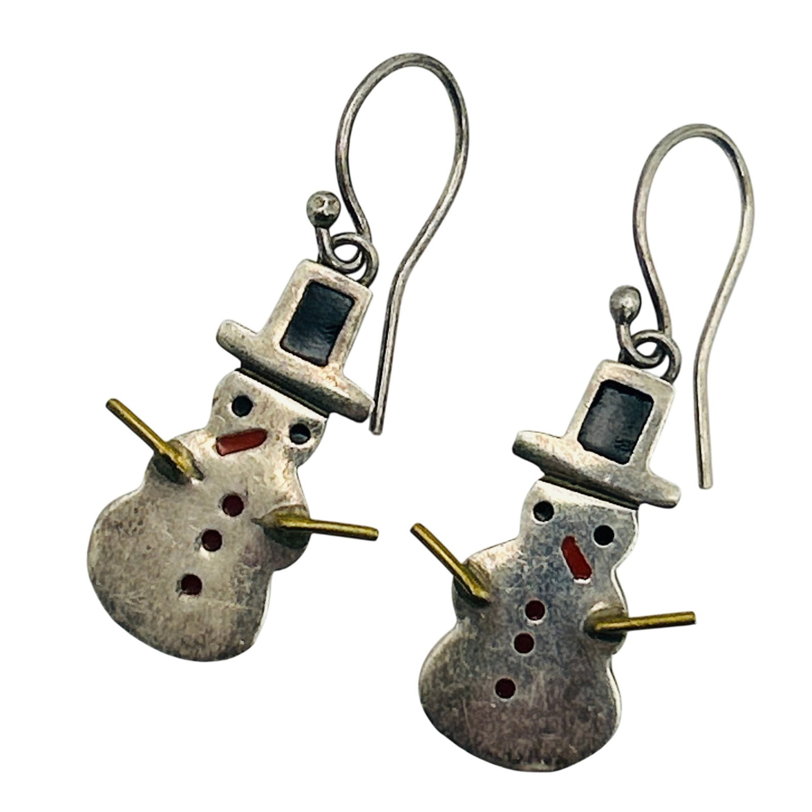 A&JH Mexico Sterling Snowman Hook Back Earrings: A&JH Mexico Sterling snowman hook back earrings. 5.60g