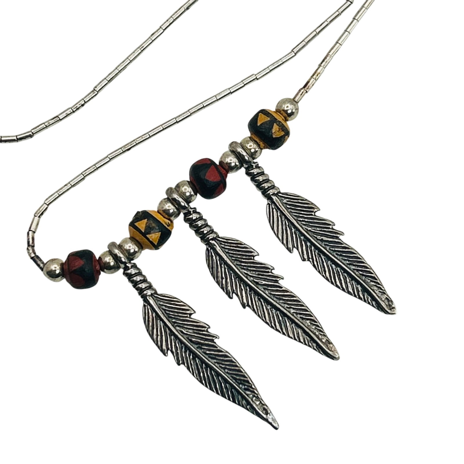 Sterling Southwest Liquid Silver Feather Necklace: Sterling southwest liquid silver feather necklace. 6.30g