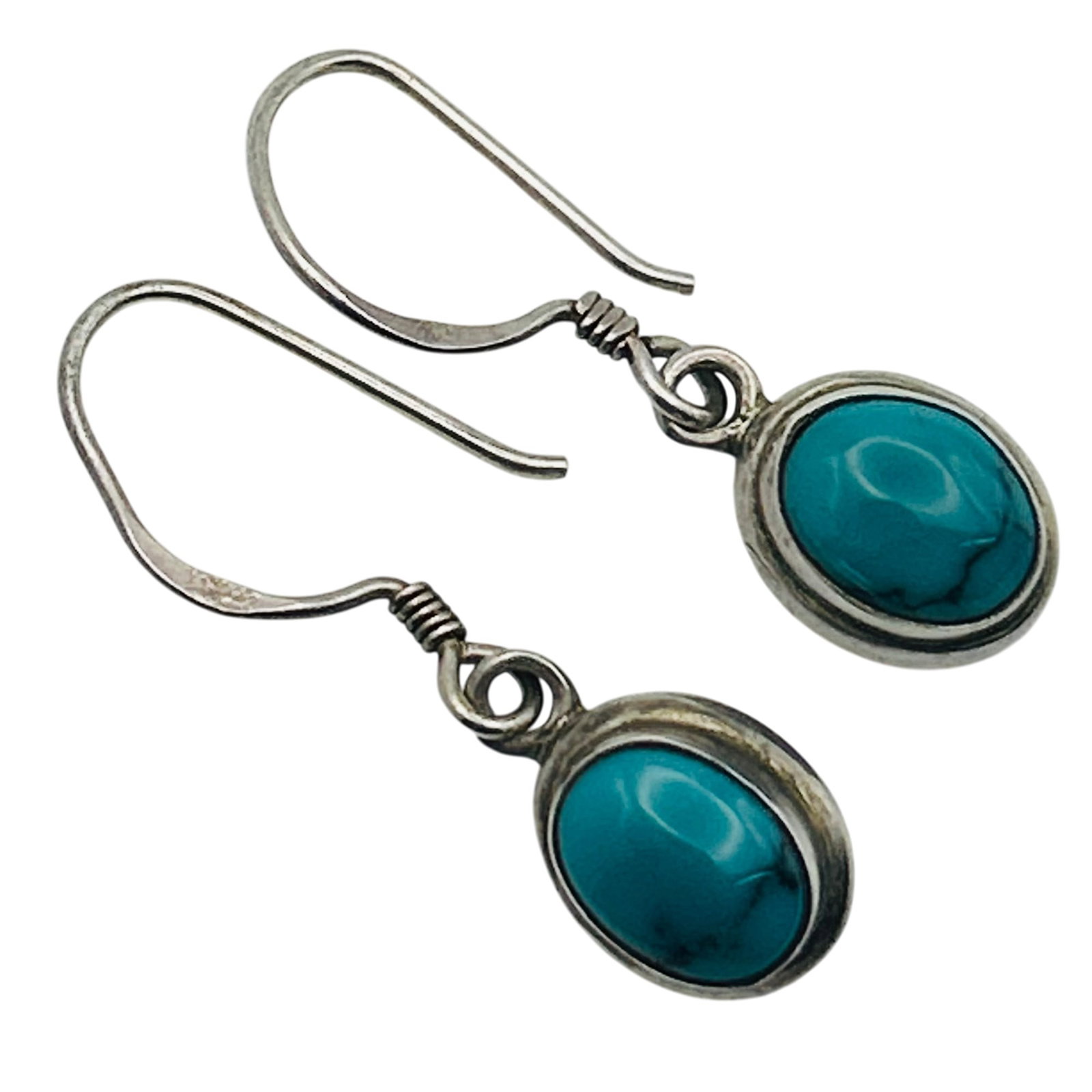 Sterling Southwest Turquoise Hook Back Earrings: Sterling southwest turquoise hook back earrings. 3.40g
