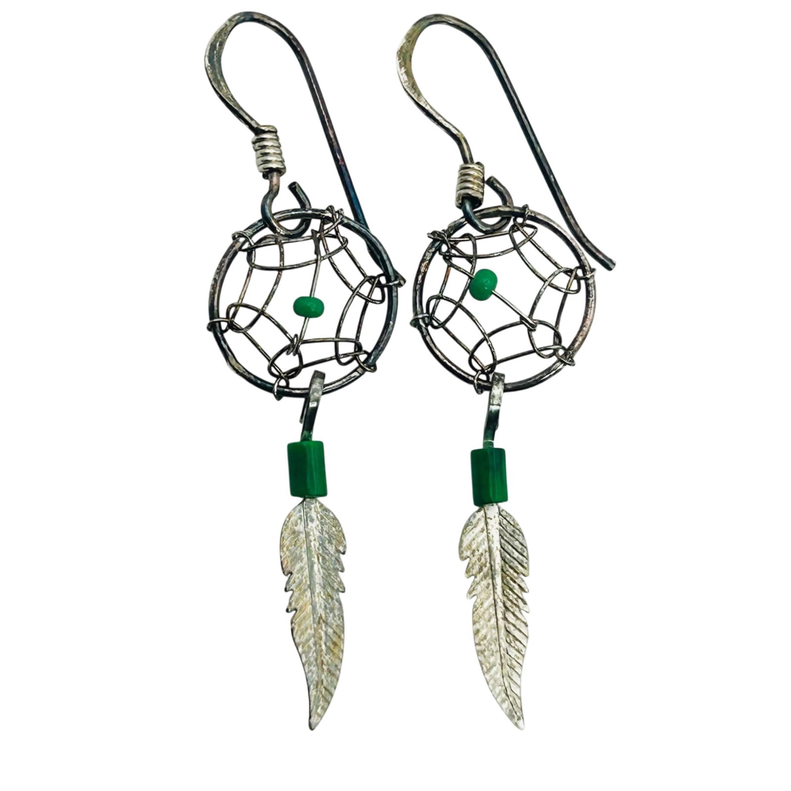 Sterling Southwest Dream Catcher Hook Back Earrings: Sterling southwest dream catcher hook back earrings. 1.00g