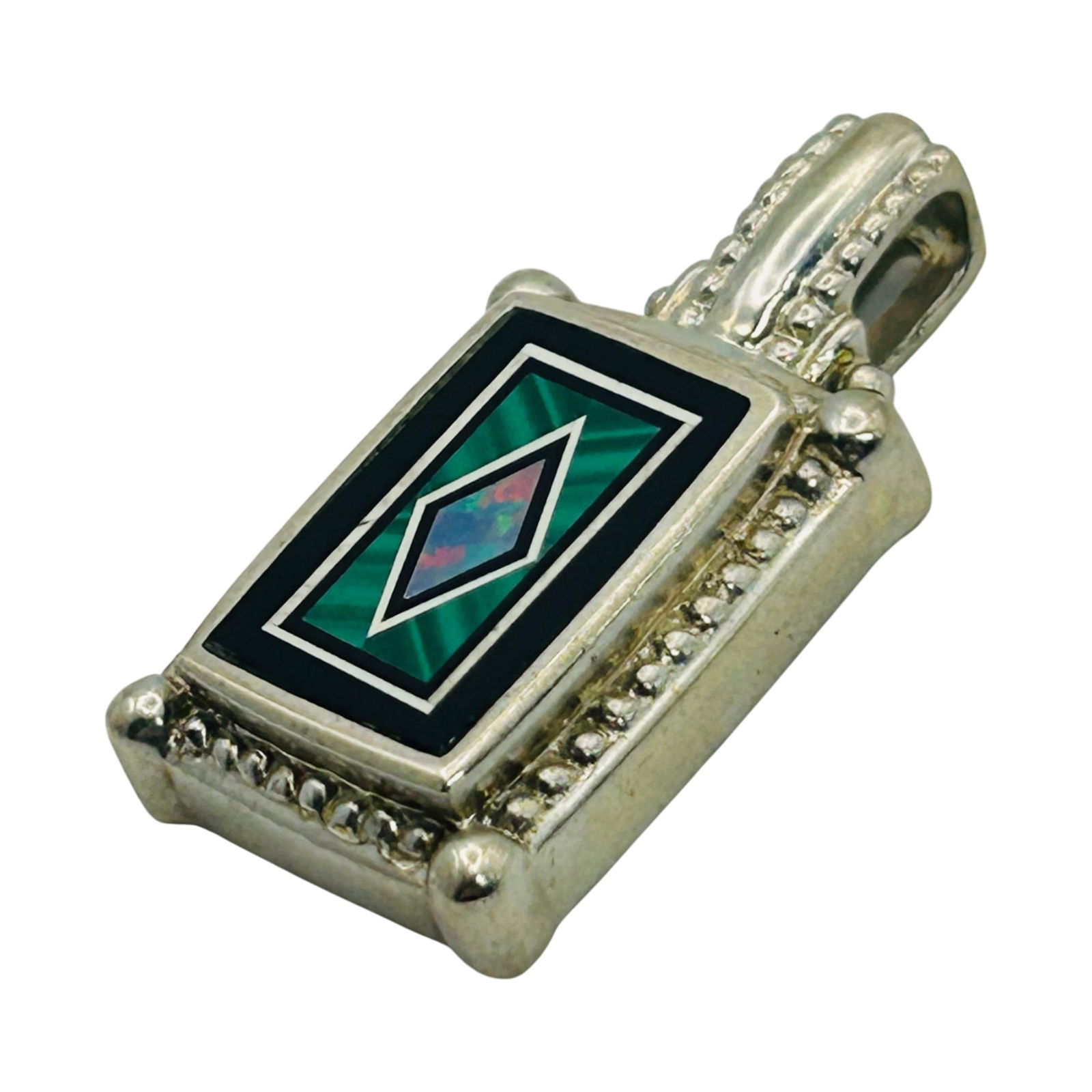Whitney Kelly Sterling Multi Gem Pendant: Whitney Kelly Sterling malachite Opal onyx pendant. 6.80g