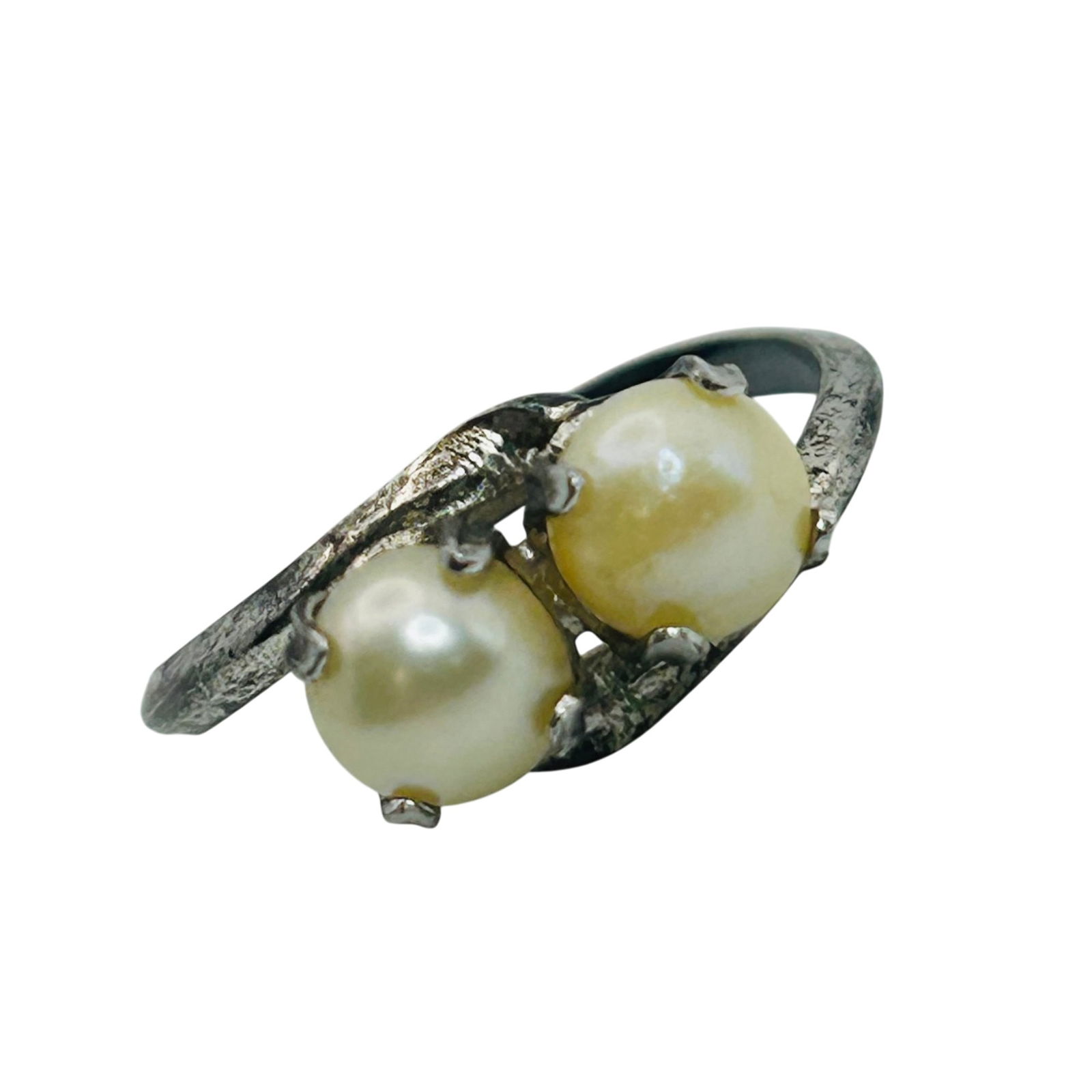 Joseph Esposito Sterling Double Pearl Ring Size 6: Joseph Esposito Sterling double pearl ring size 6. 1.90g