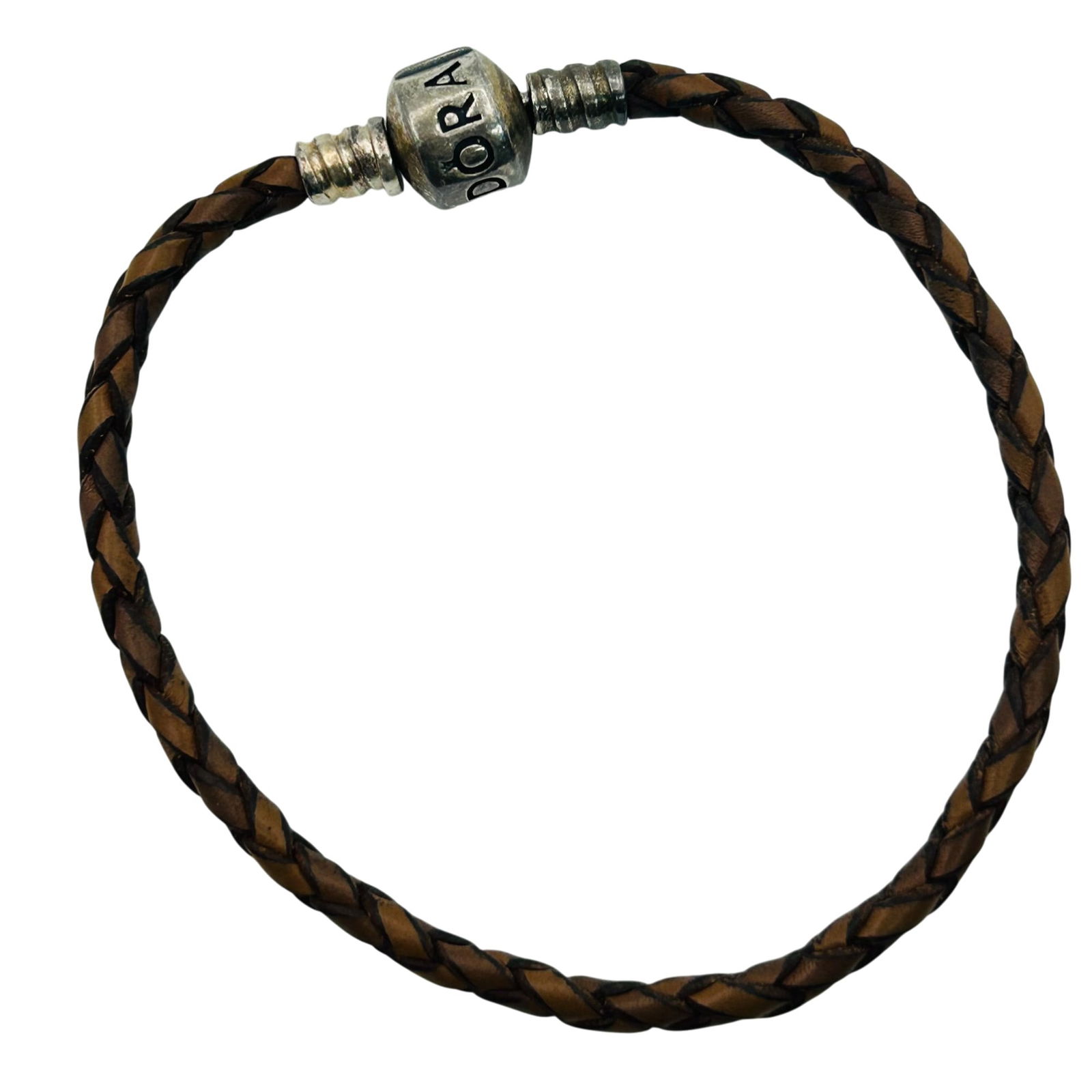 ALE Pandora Sterling Leather Bracelet: ALE Pandora sterling leather bracelet. 4.90g