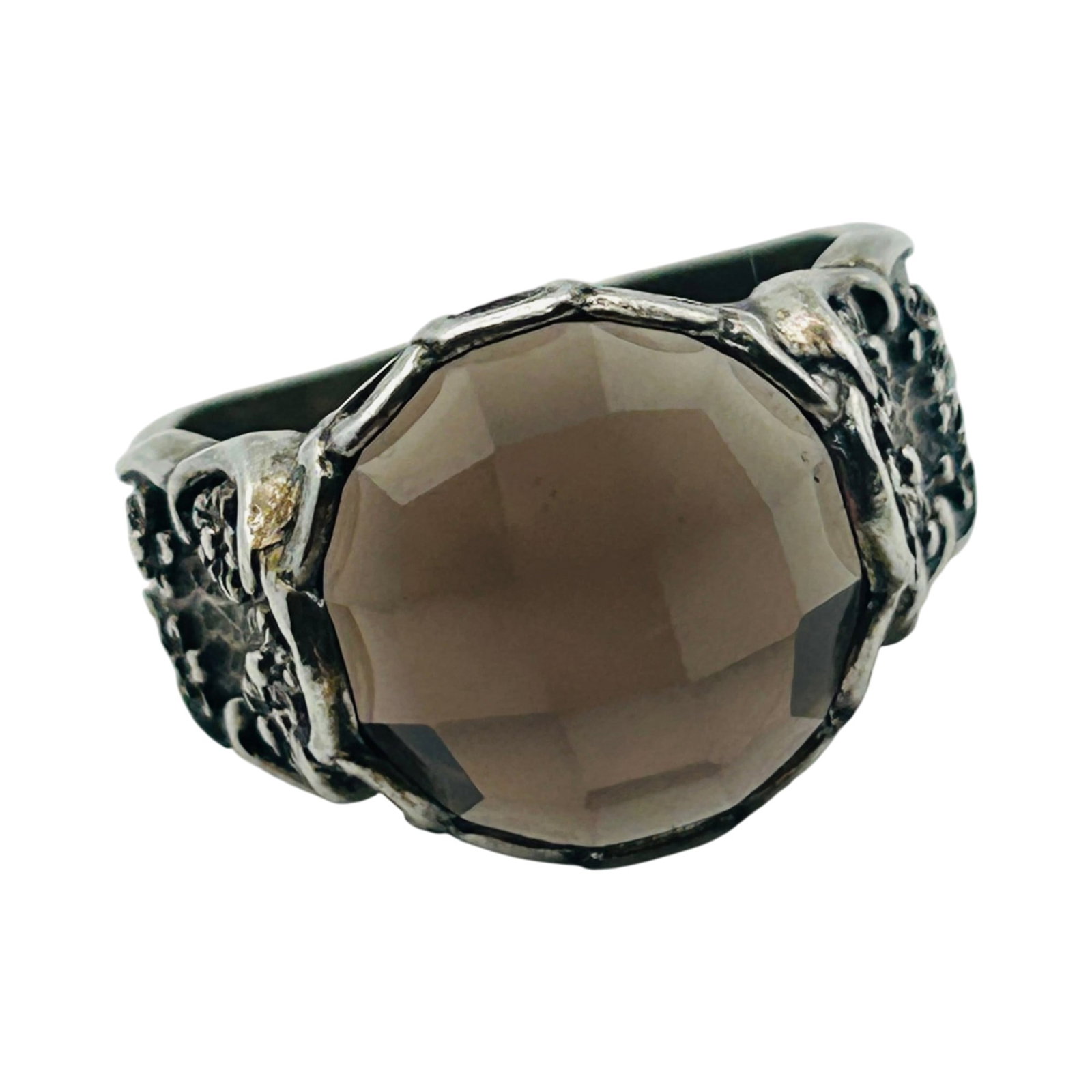 Silpada Sterling Smoky Quartz Flower Detail Ring Size 7: Silpada Sterling smoky quartz flower detail ring size 7. 6.00g