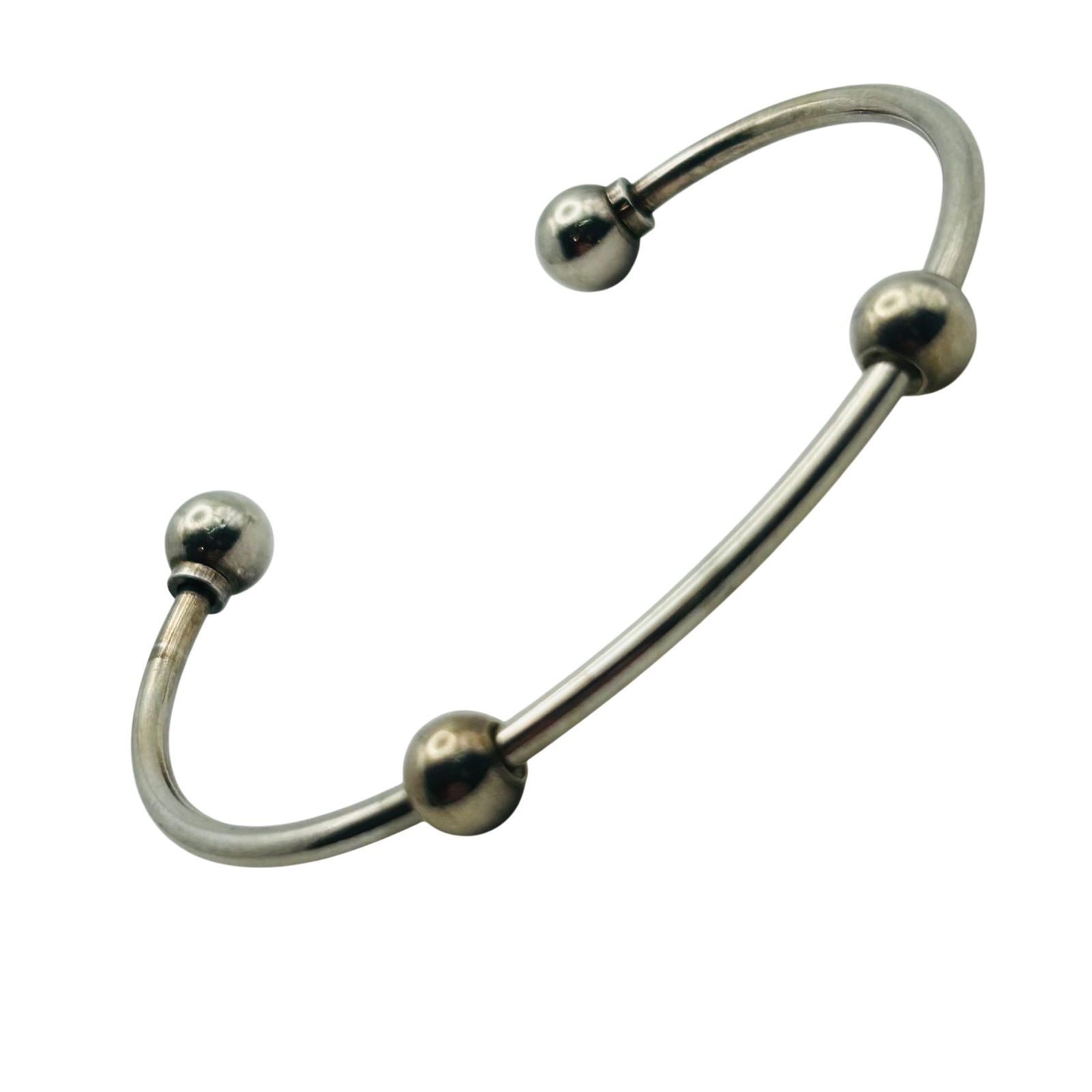 Sterling Beaded Cuff Bracelet: Sterling beaded cuff bracelet. 10.30g