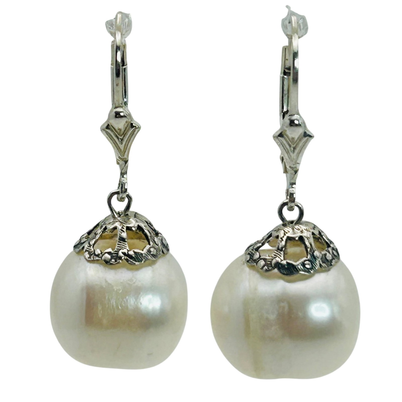 Sterling Pearl Jacket Earrings: Sterling pearl jacket earrings. 7.00g