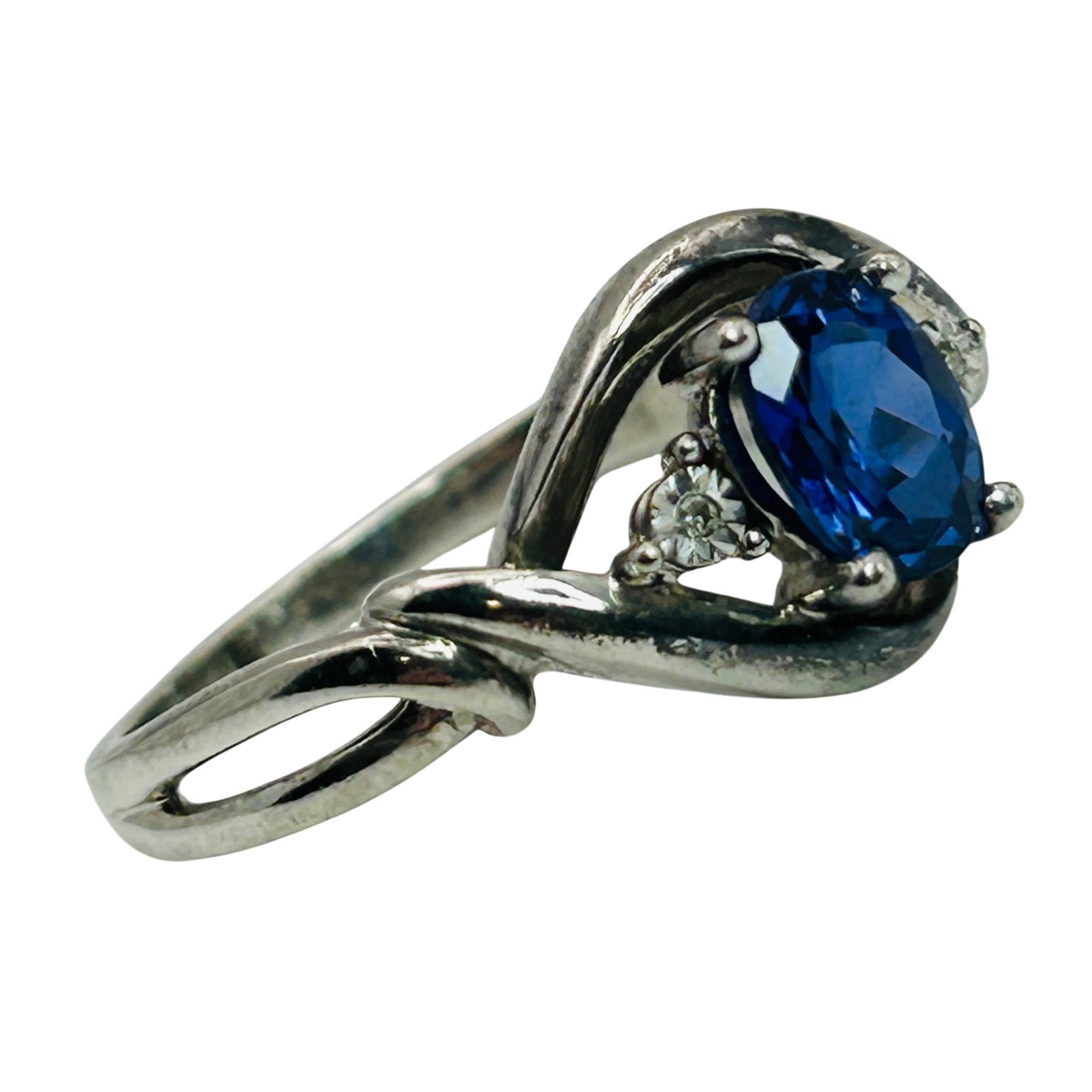 Sterling Spinel Diamond Accent Ring Size 8 (1 of 7)