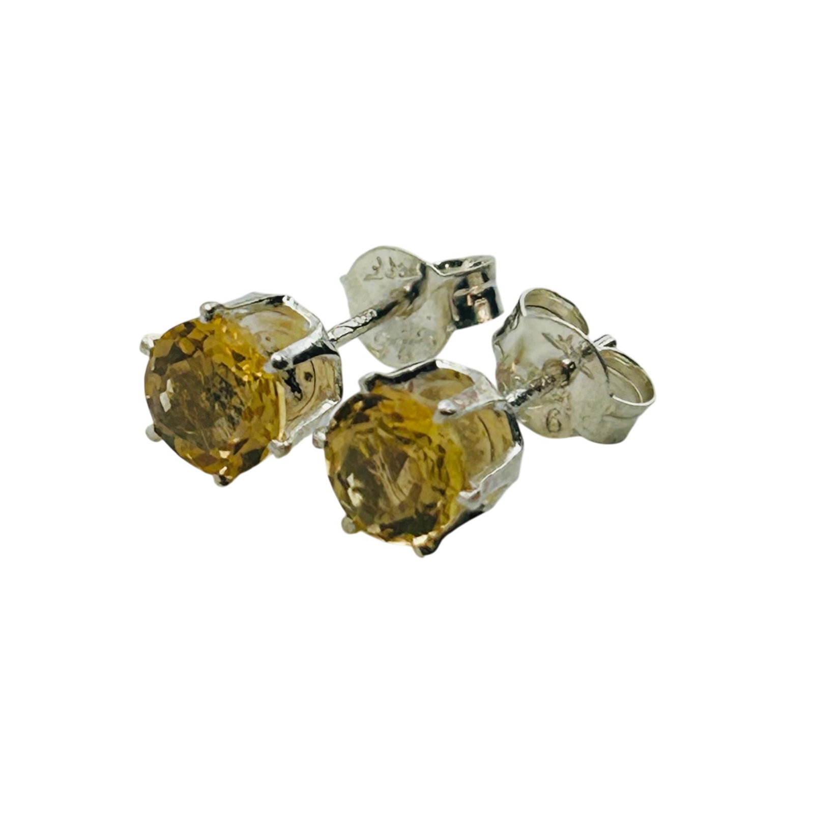 Sterling Citrine Stud Earrings: Sterling citrine stud earrings. 0.70g
