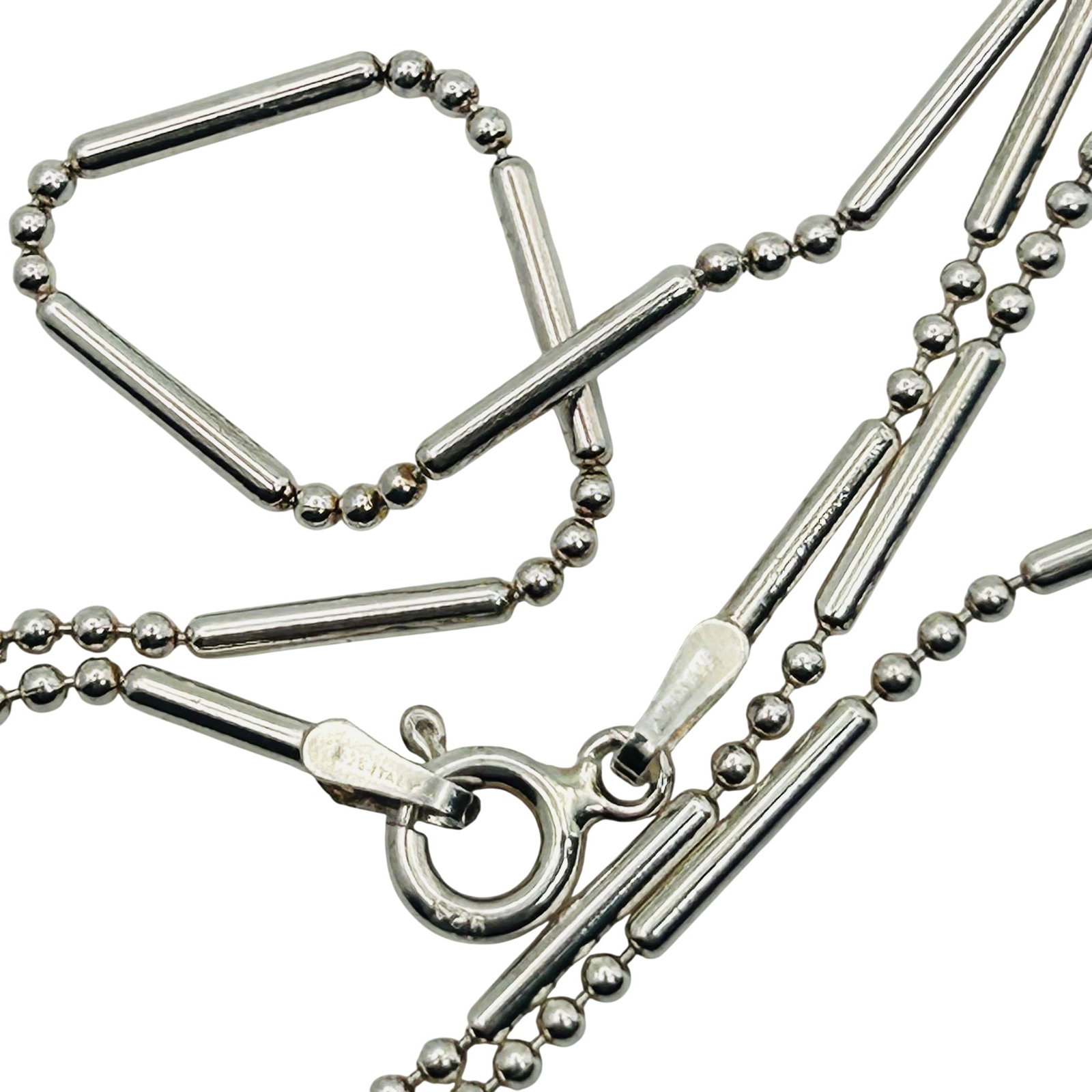 Italy Sterling Bead Chain Necklace: Italy sterling bead chain necklace. 4.00g