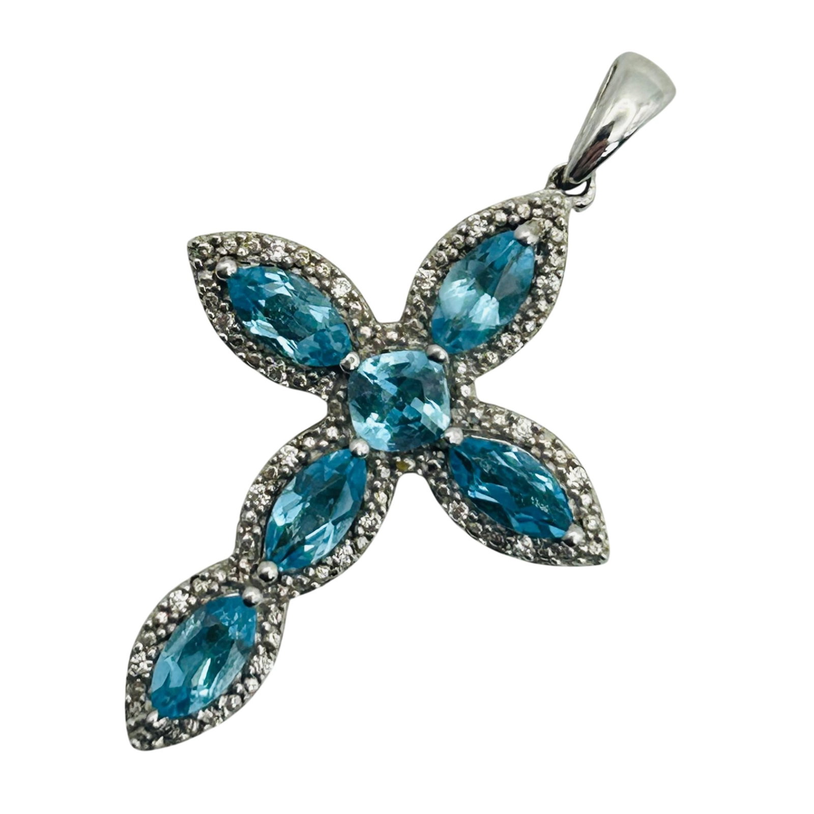 Sterling Topaz Cross Pendant: Sterling topaz cross pendant. 3.20g