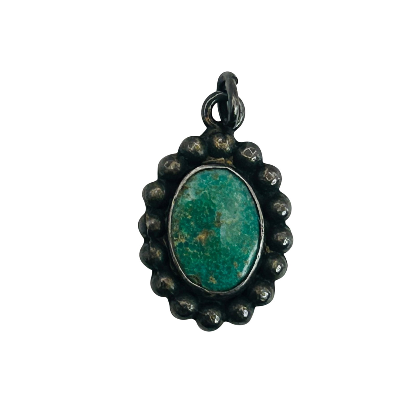 Sterling Southwest Turquoise Oval Pendant: Sterling southwest turquoise oval pendant. 2.00g