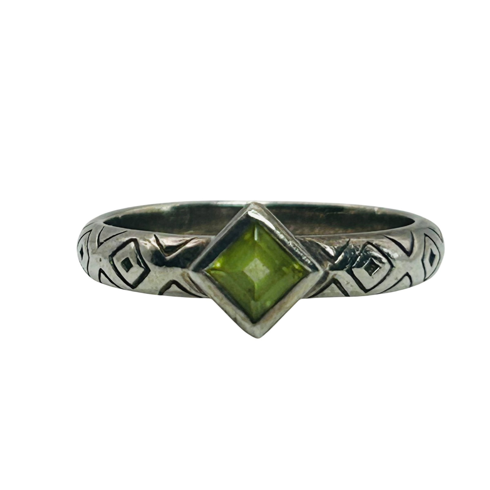 Brighton Sterling Peridot Decorative Band Ring Size 7 (1 of 7)