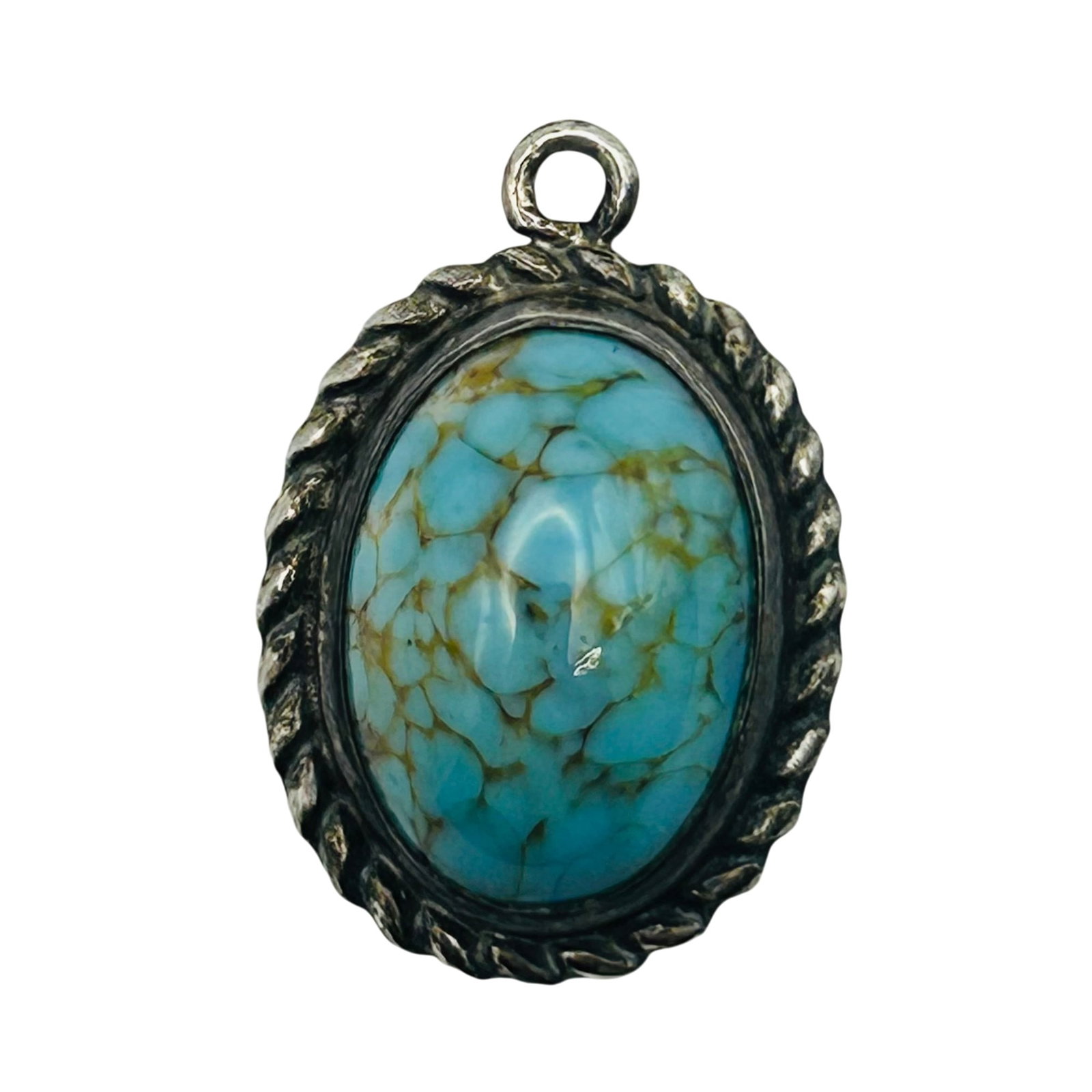Danecraft Sterling Turquoise Oval Pendant: Danecraft Sterling turquoise oval pendant. 2.70g