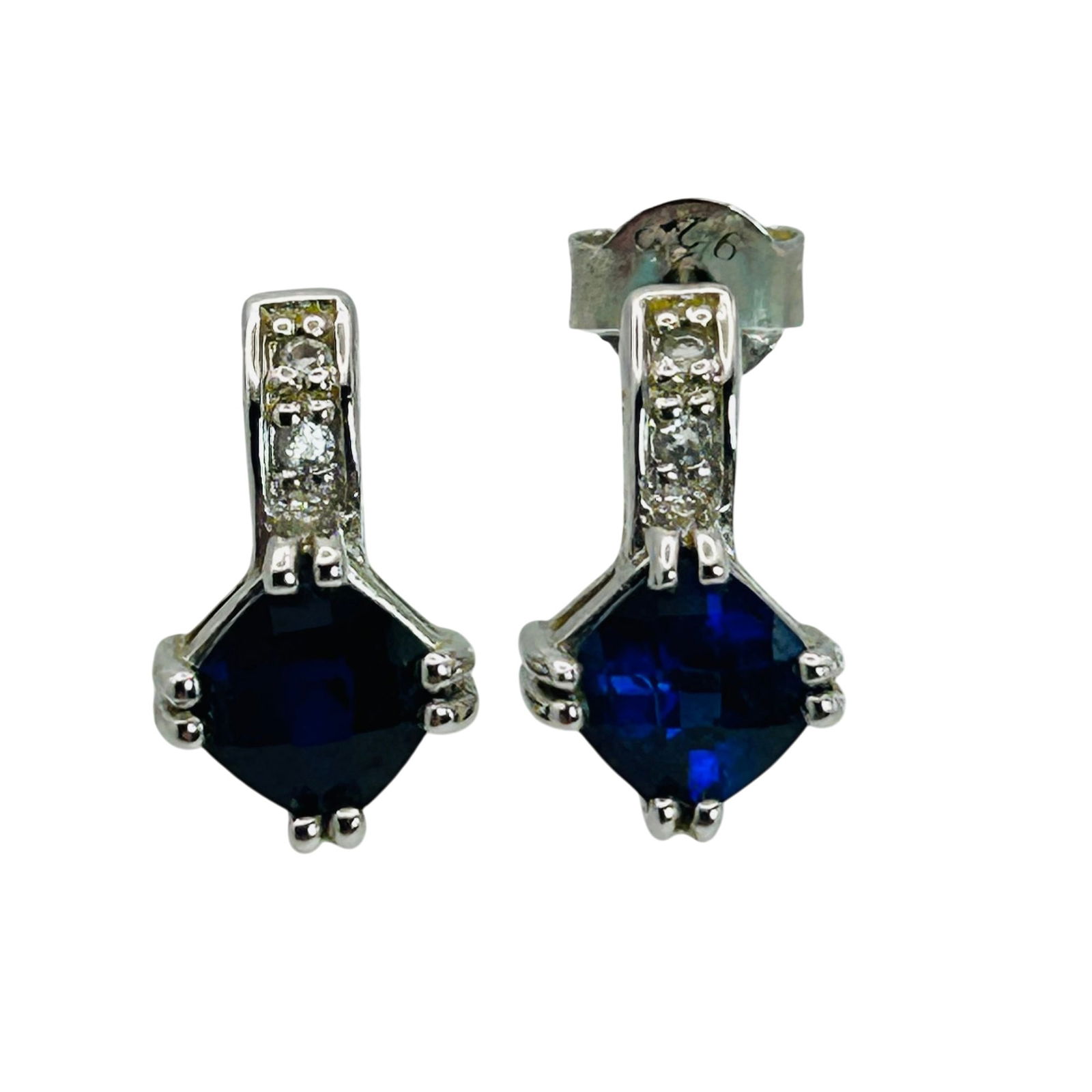 OTC Sterling Sapphire Stud Earrings: OTC Sterling sapphire stud earrings. 2.70g