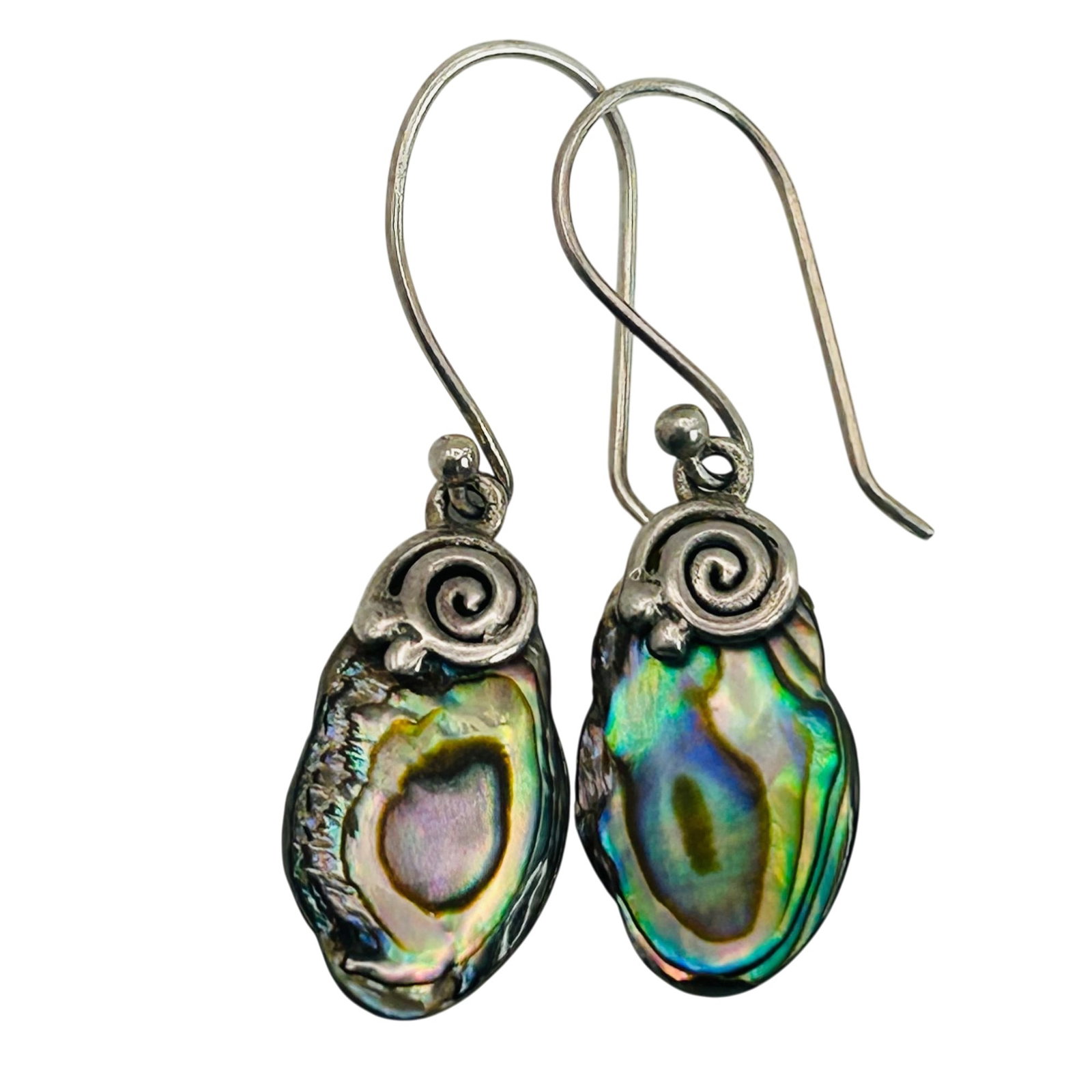 CFJ Sterling Abalone Hook Back Earrings: CFJ Sterling abalone hook back earrings. 3.30g