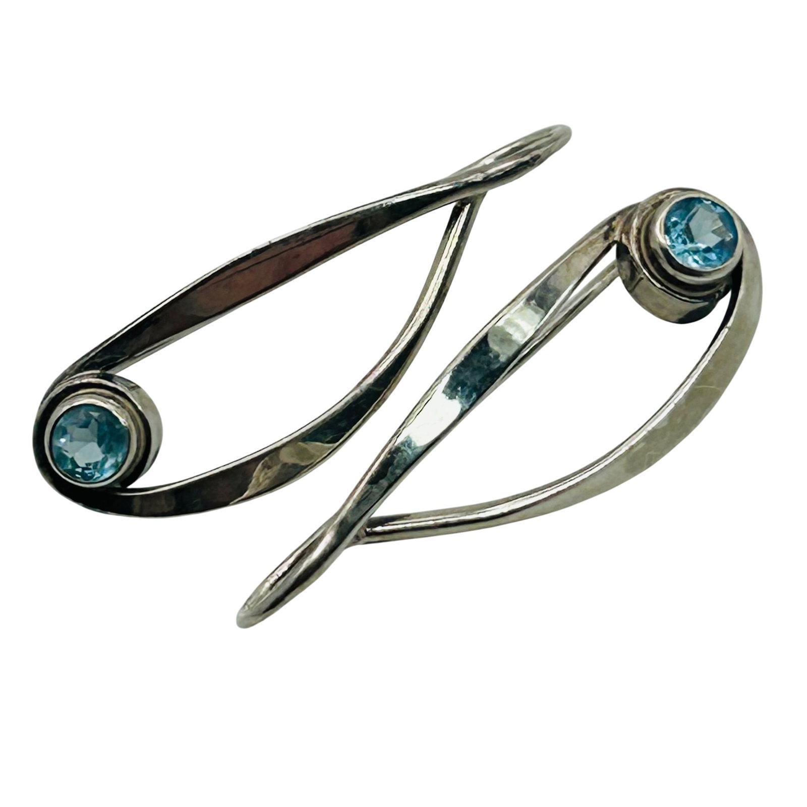 Sterling Signed Topaz Hook Back Earrings: Sterling signed topaz hook back earrings. 3.30g