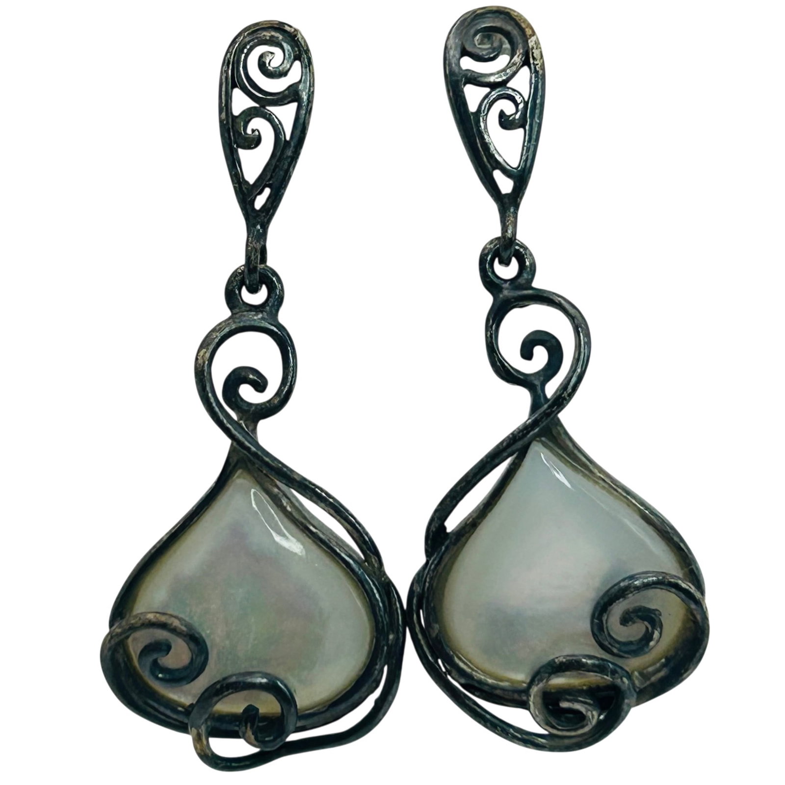 CFJ Sterling Mother Of Pearl Teardrop Earrings: CFJ Sterling mother of pearl Teardrop earrings. 5.70g